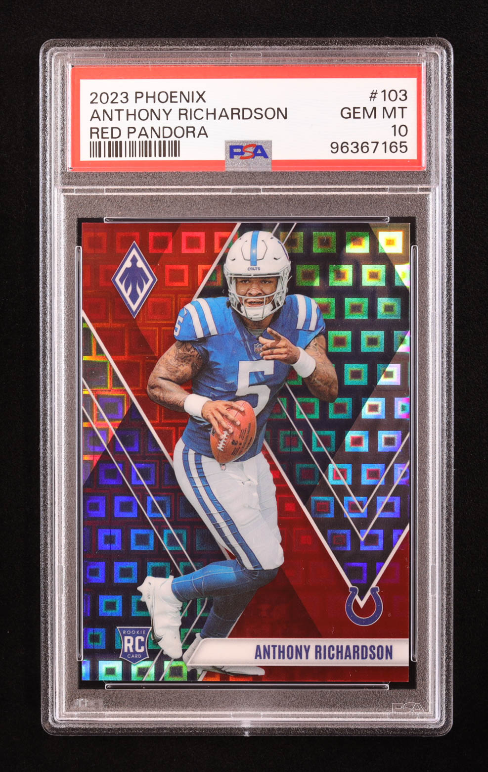 Anthony Richardson 2023 Panini Phoenix Red Pandora #103 RC #06/10 (PSA 10) at PristineAuction.com Anthony Richardson 2023 Panini Phoenix Red Pandora #103 RC #06/10 (PSA 10) at PristineAuction.com