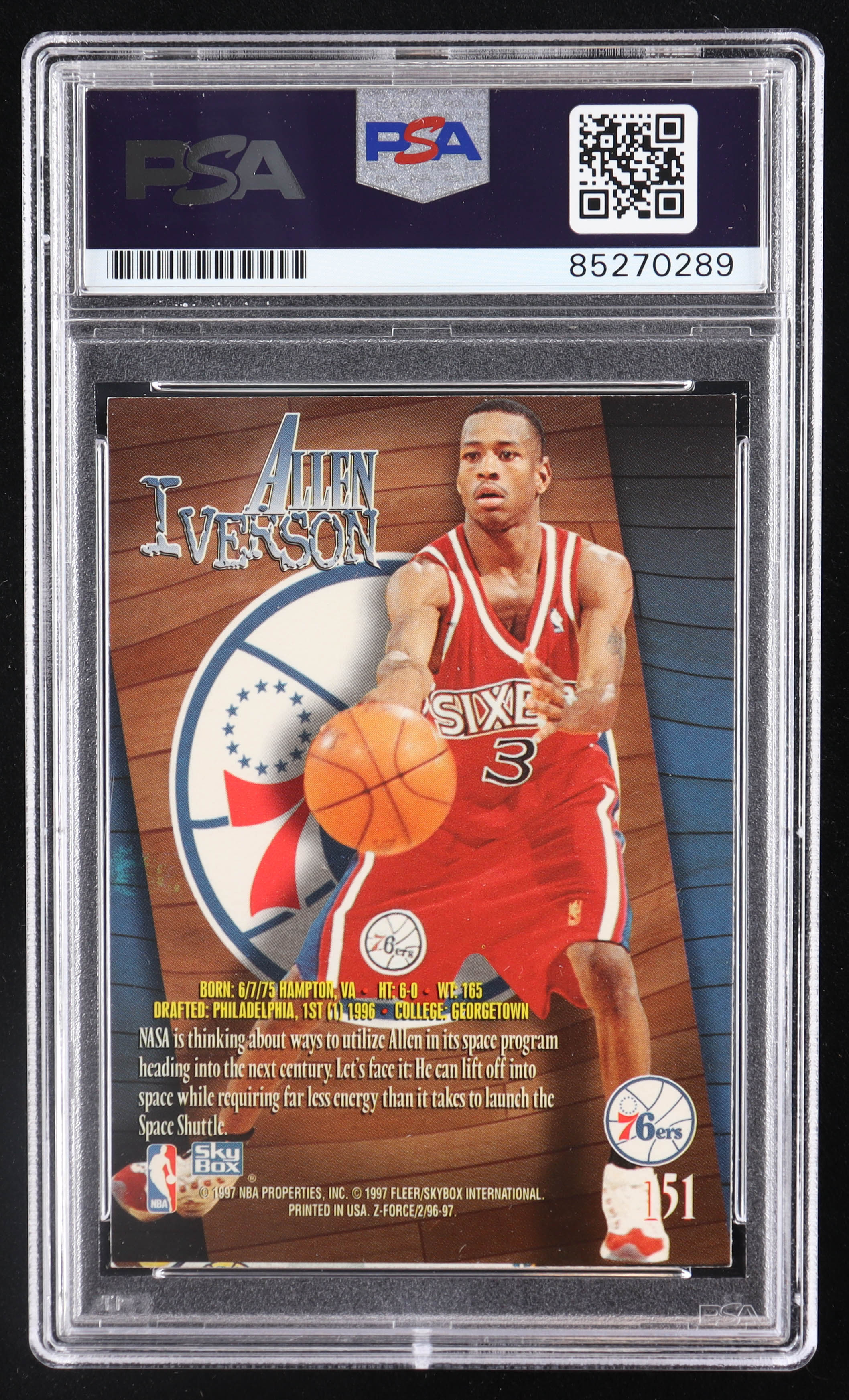 Allen Iverson Signed 1996-97 Z-Force #151 RC (PSA | Auto 10) at PristineAuction.com Allen Iverson Signed 1996-97 Z-Force #151 RC (PSA | Auto 10) at PristineAuction.com