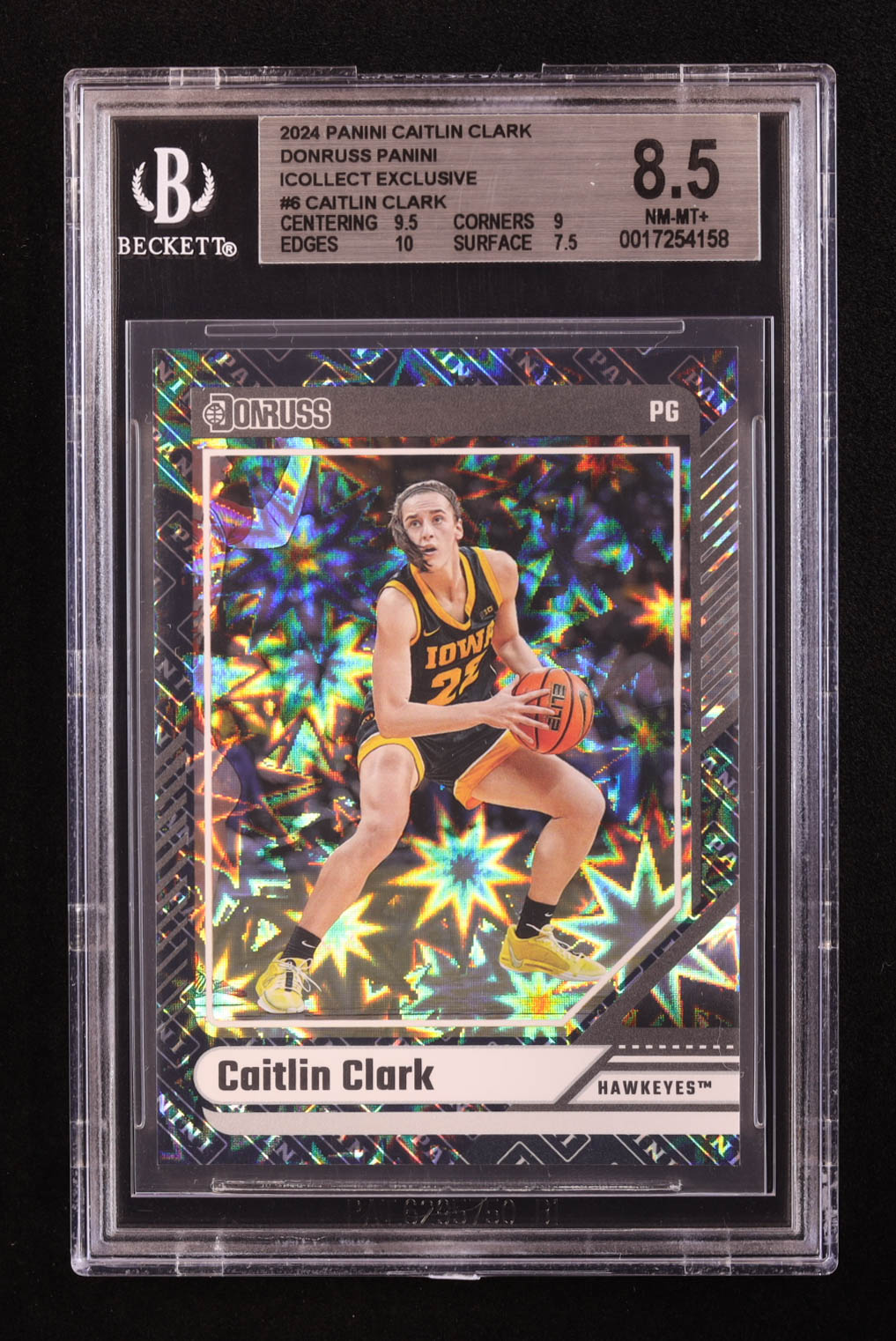 Caitlin Clark 2024 Panini Caitlin Clark Collection Donruss Panini iCollect Exclusive #6 RC (BGS 8.5) at PristineAuction.com Caitlin Clark 2024 Panini Caitlin Clark Collection Donruss Panini iCollect Exclusive #6 RC (BGS 8.5) at PristineAuction.com