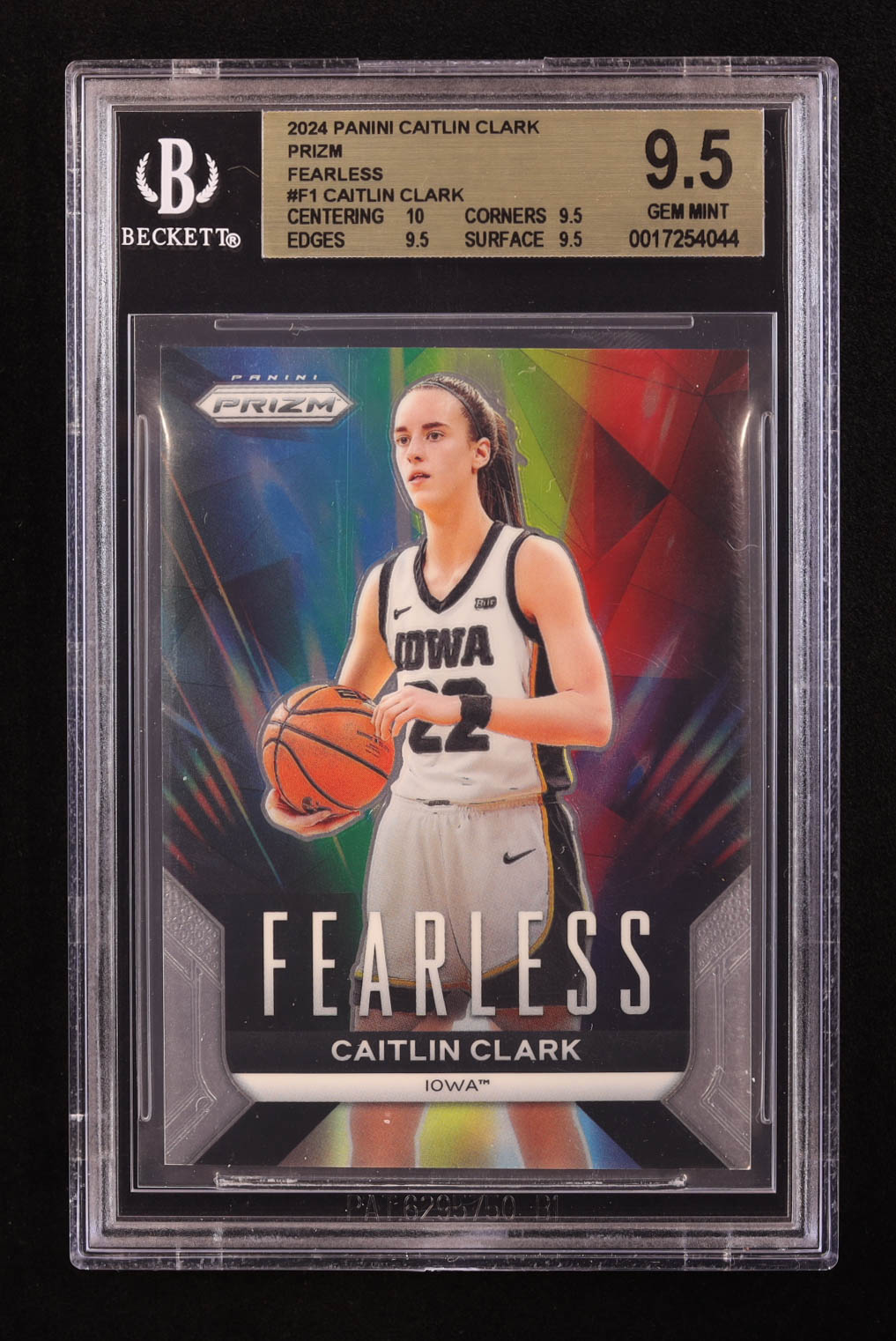 Caitlin Clark 2024 Panini Caitlin Clark Collection Prizm Fearless #F1 RC (BGS 9.5) at PristineAuction.com Caitlin Clark 2024 Panini Caitlin Clark Collection Prizm Fearless #F1 RC (BGS 9.5) at PristineAuction.com