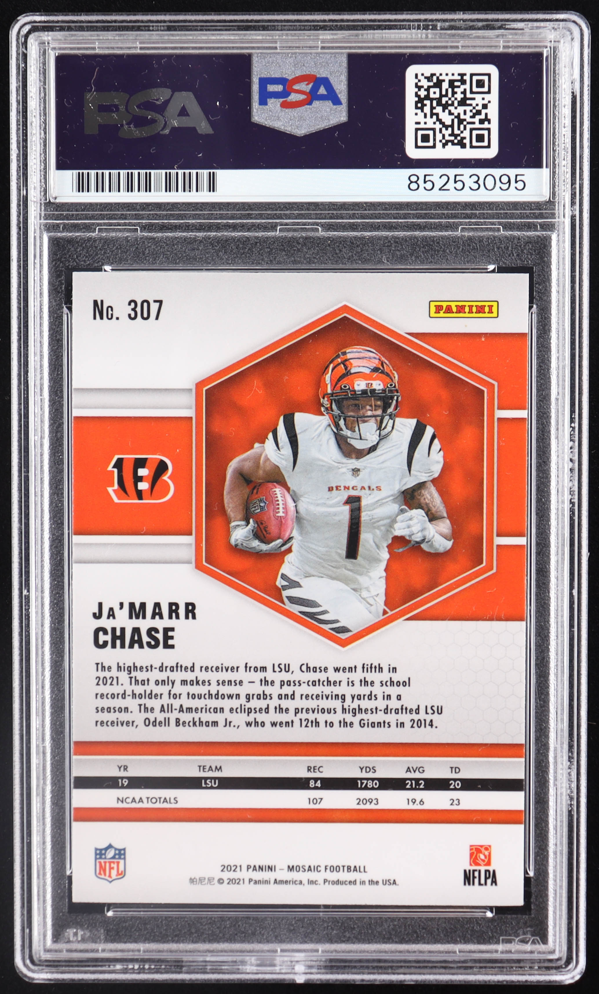 Ja'Marr Chase Signed 2021 Panini Mosaic #307 RC (PSA) at PristineAuction.com Ja'Marr Chase Signed 2021 Panini Mosaic #307 RC (PSA) at PristineAuction.com