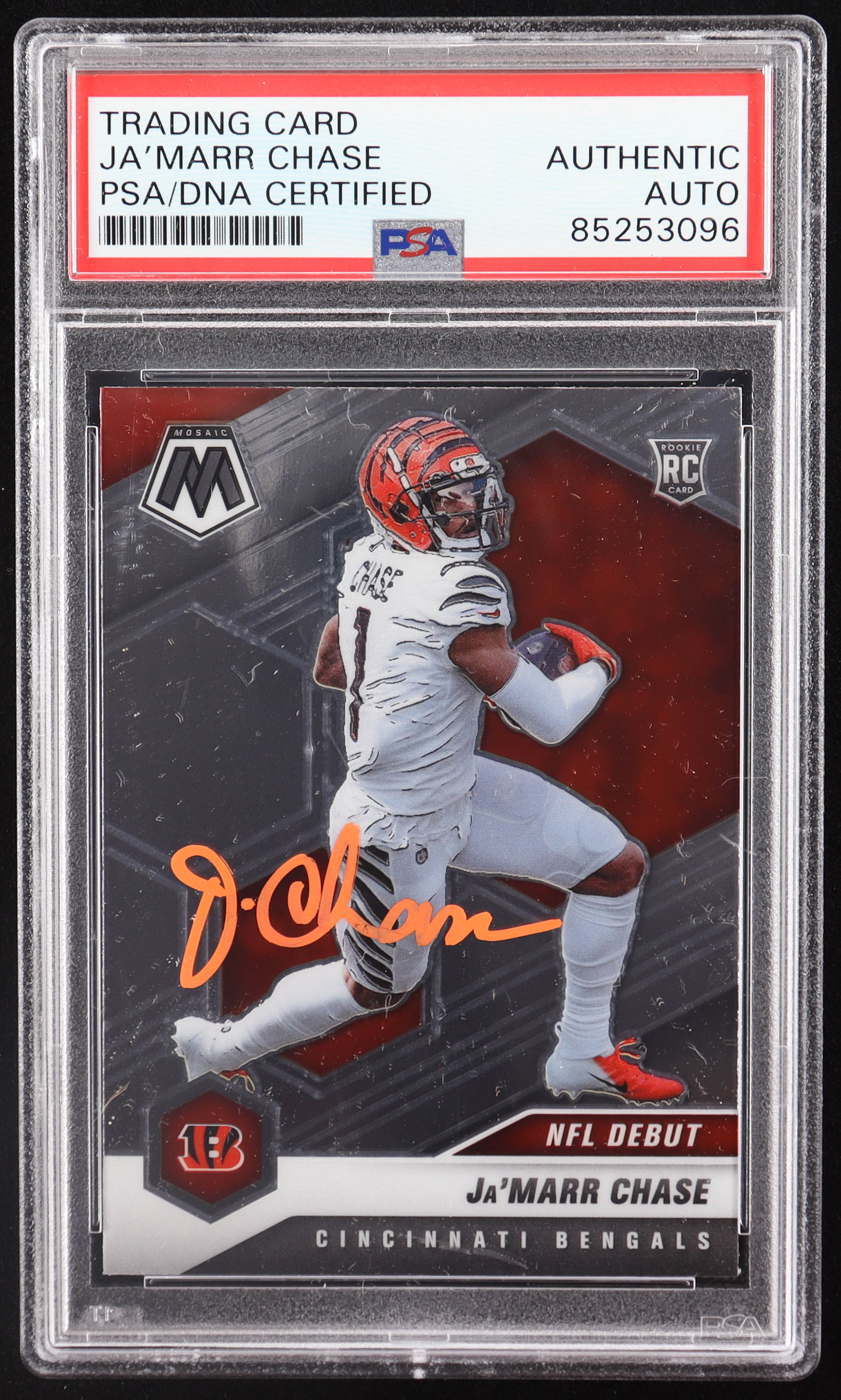 Ja'Marr Chase Signed 2021 Panini Mosaic #247 DEB RC (PSA) at PristineAuction.com Ja'Marr Chase Signed 2021 Panini Mosaic #247 DEB RC (PSA) at PristineAuction.com