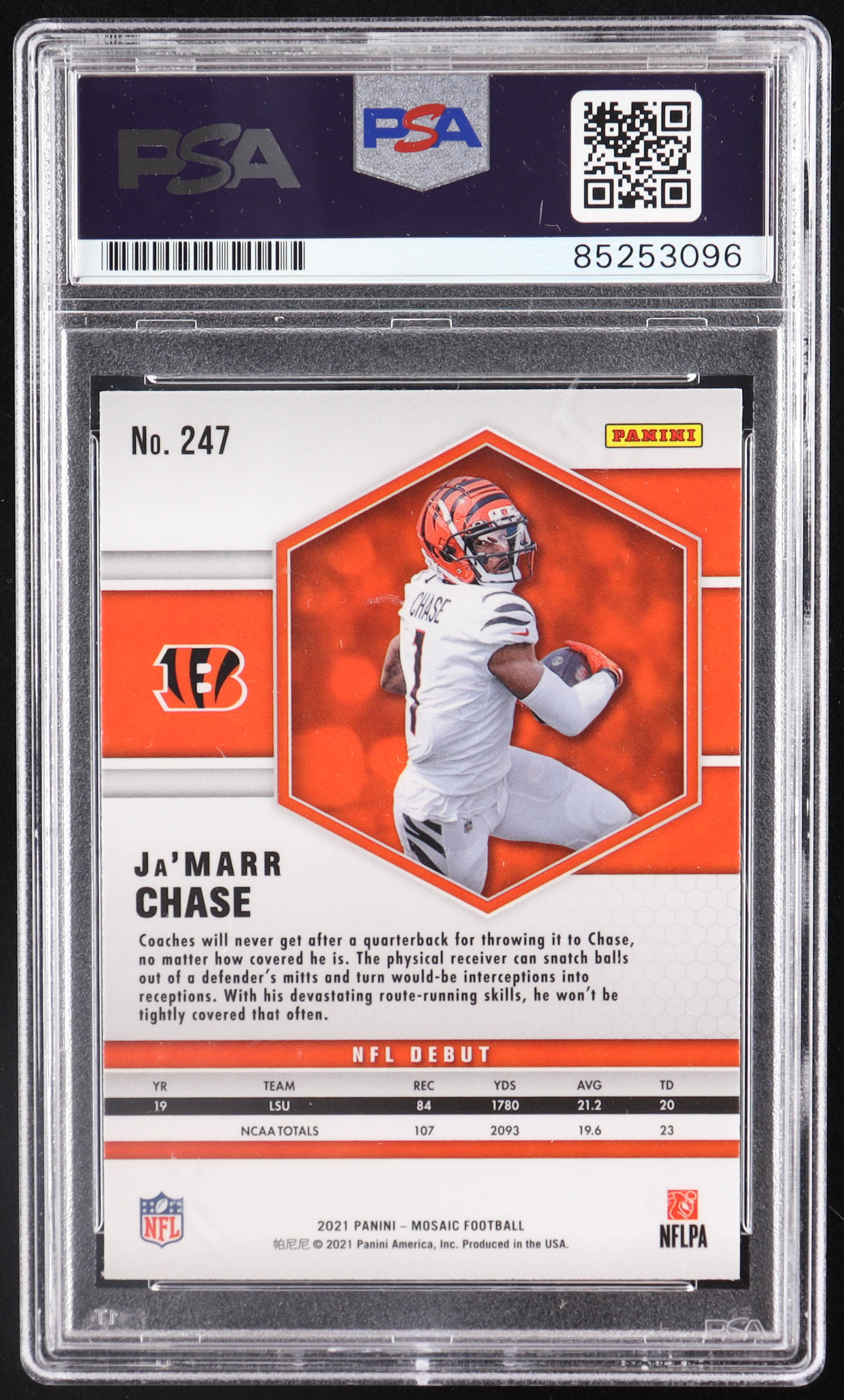 Ja'Marr Chase Signed 2021 Panini Mosaic #247 DEB RC (PSA) at PristineAuction.com Ja'Marr Chase Signed 2021 Panini Mosaic #247 DEB RC (PSA) at PristineAuction.com