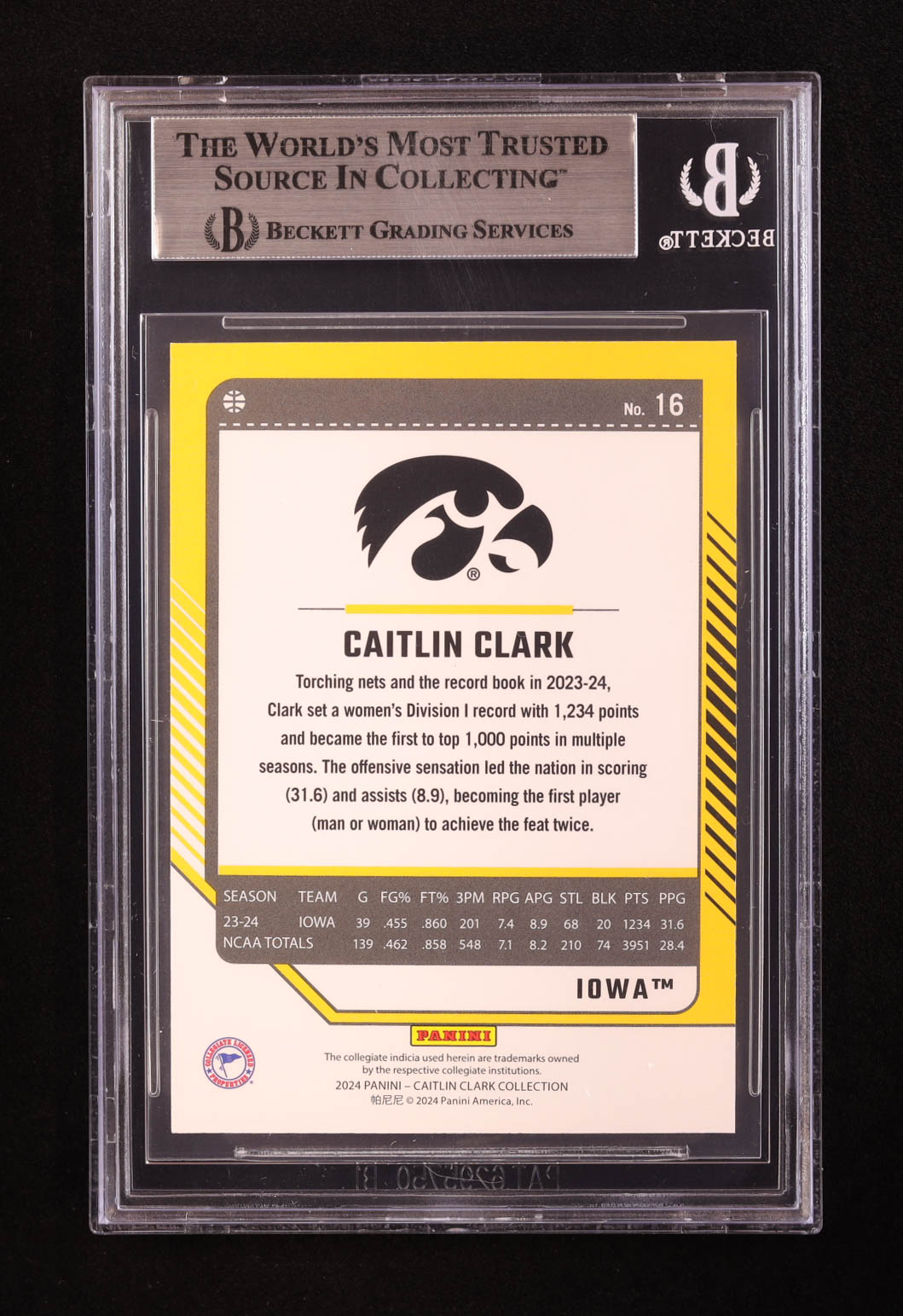 Caitlin Clark 2024 Panini Caitlin Clark Collection Donruss Panini iCollect Exclusive #16 RC (BGS 9) at PristineAuction.com Caitlin Clark 2024 Panini Caitlin Clark Collection Donruss Panini iCollect Exclusive #16 RC (BGS 9) at PristineAuction.com