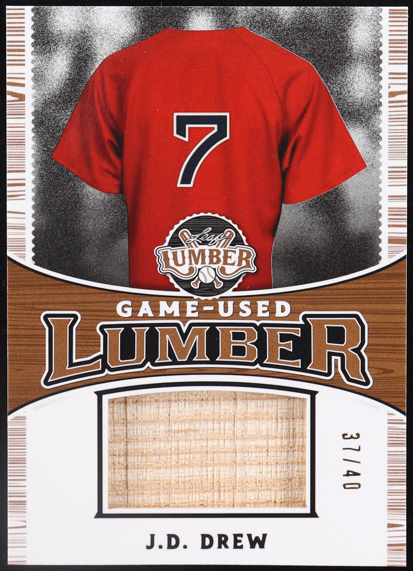 J. D. Drew 2024 Leaf Lumber Game-Used Lumber #GUL40 #37/40 at PristineAuction.com J. D. Drew 2024 Leaf Lumber Game-Used Lumber #GUL40 #37/40 at PristineAuction.com