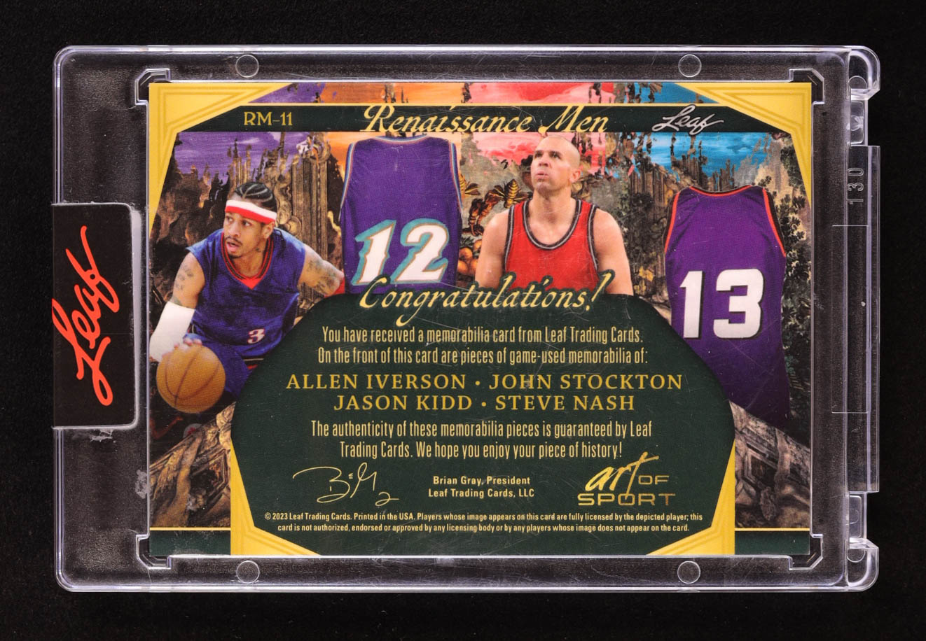 Allen Iverson / John Stockton / Jason Kidd / Steve Nash 2023 Leaf Art of Sport Renaissance Men Memorabilia #RM11 #18/35 at PristineAuction.com Allen Iverson / John Stockton / Jason Kidd / Steve Nash 2023 Leaf Art of Sport Renaissance Men Memorabilia #RM11 #18/35 at PristineAuction.com