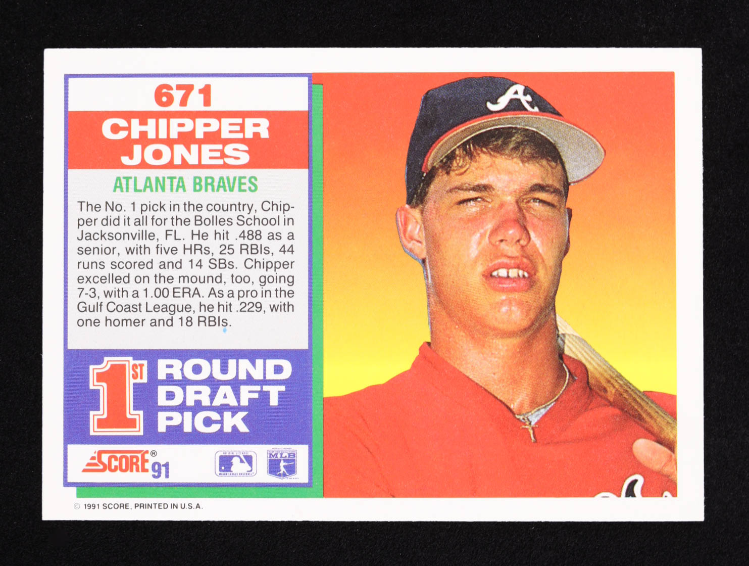 Chipper Jones 1991 Score #671 RC at PristineAuction.com Chipper Jones 1991 Score #671 RC at PristineAuction.com