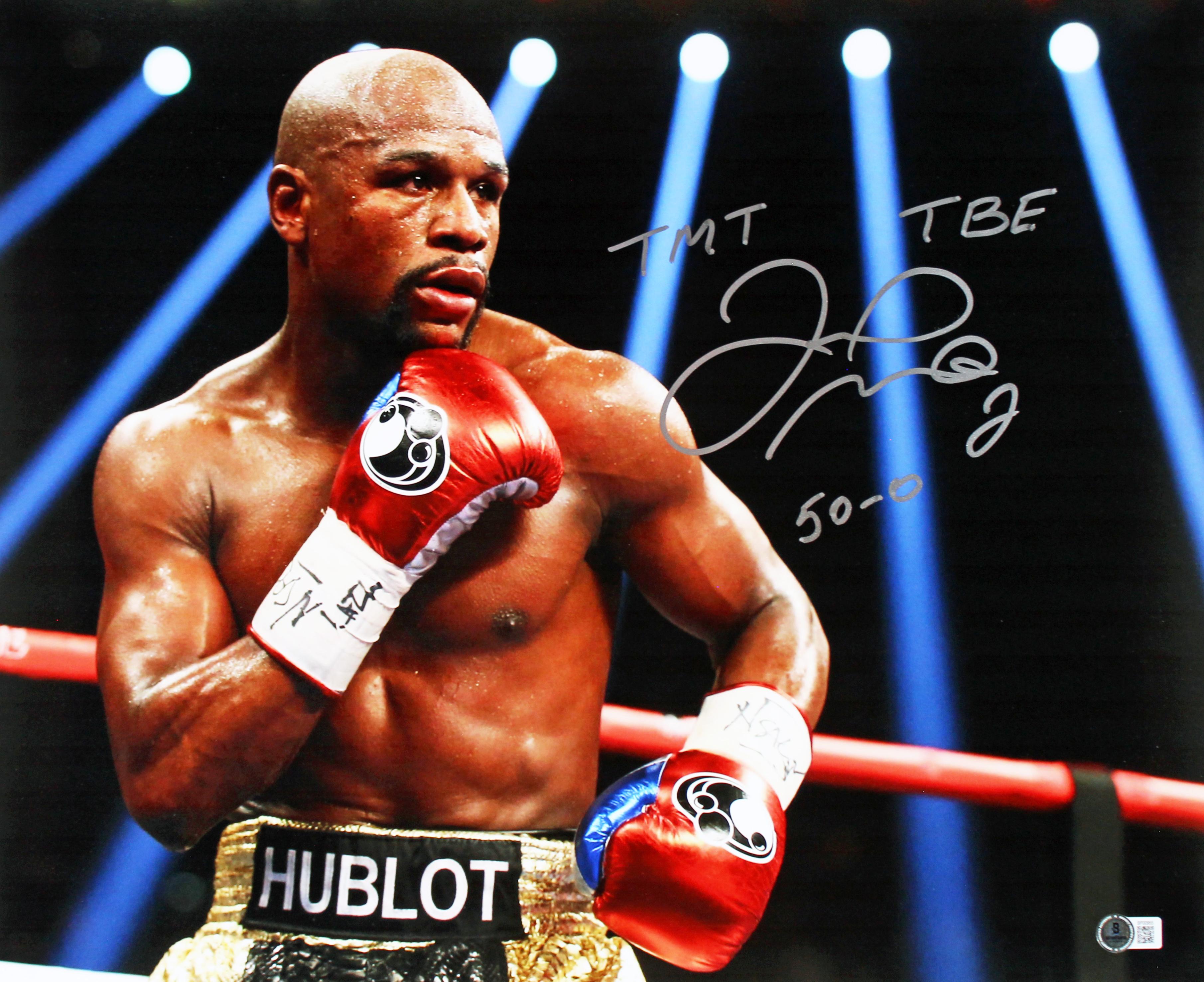 Floyd Mayweather Jr. Signed 16x20 Photo Inscribed "50-0 TBE TMT" (Beckett) at PristineAuction.com Floyd Mayweather Jr. Signed 16x20 Photo Inscribed "50-0 TBE TMT" (Beckett) at PristineAuction.com
