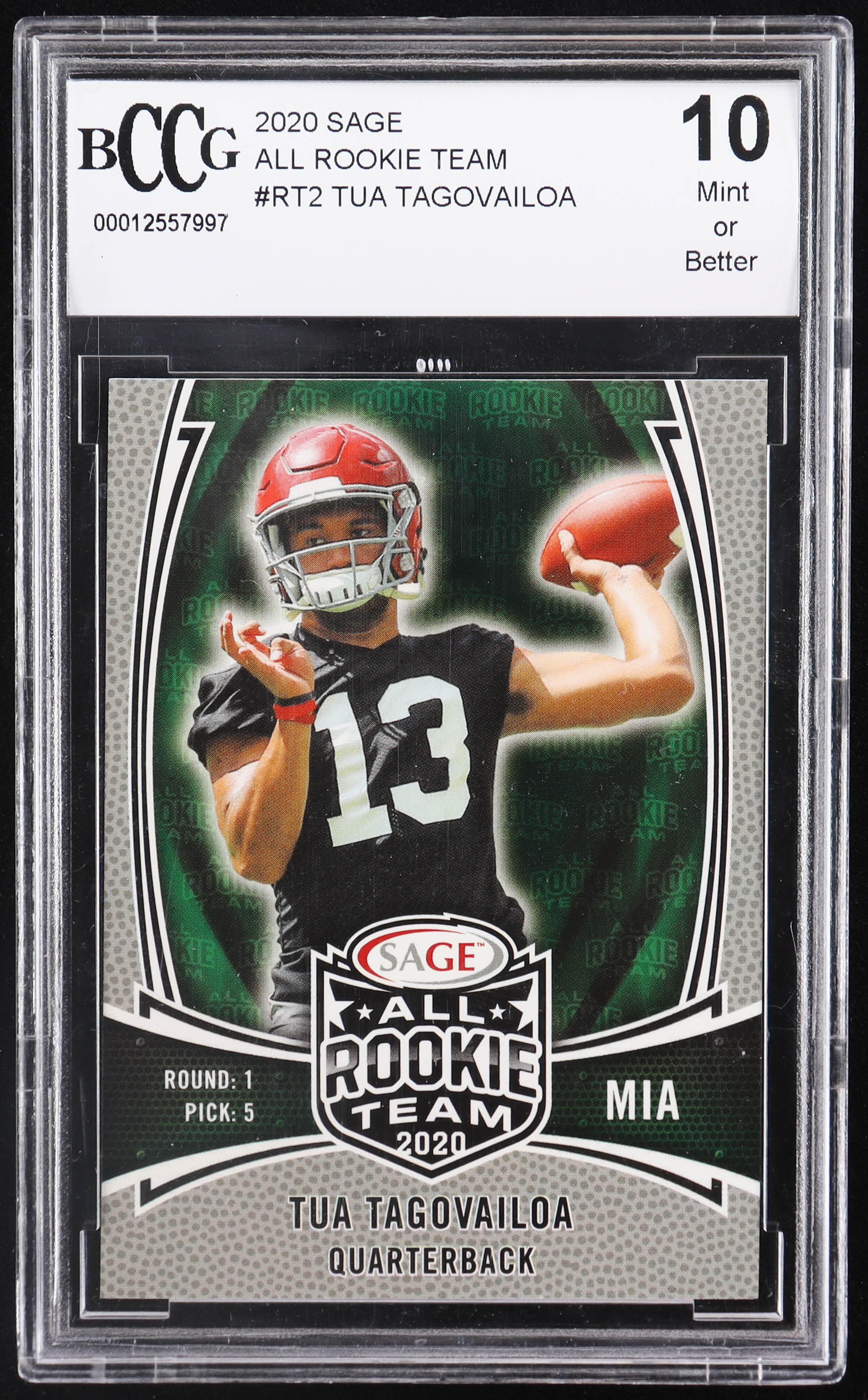 Tua Tagovailoa 2020 SAGE All Rookie Team #RT2 RC (BCCG 10) at PristineAuction.com Tua Tagovailoa 2020 SAGE All Rookie Team #RT2 RC (BCCG 10) at PristineAuction.com