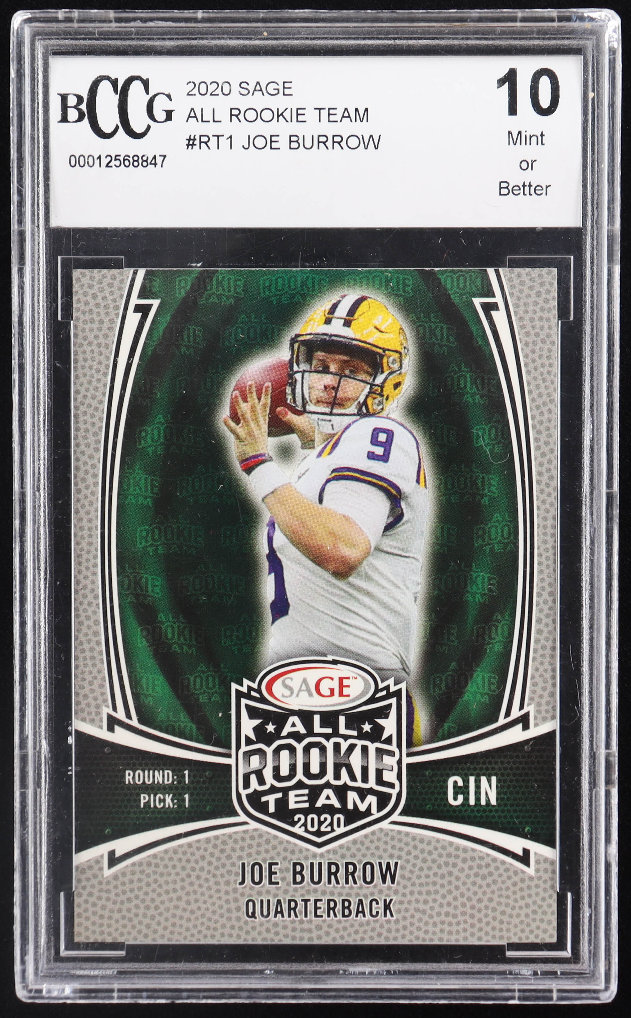 Joe Burrow 2020 SAGE All Rookie Team #RT1 RC (BCCG 10) at PristineAuction.com Joe Burrow 2020 SAGE All Rookie Team #RT1 RC (BCCG 10) at PristineAuction.com