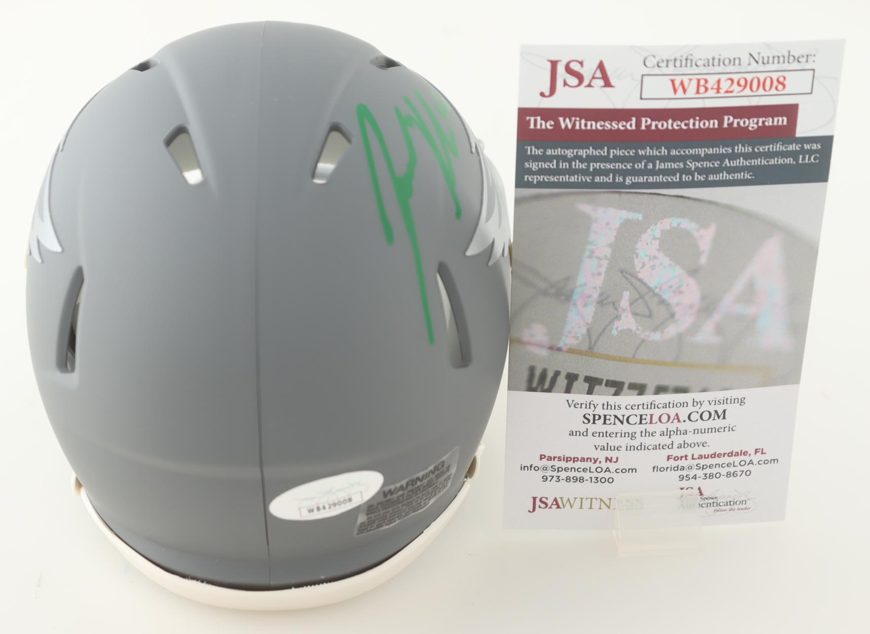 Jason Kelce Signed Eagles Slate Alternate Speed Mini Helmet (JSA) at PristineAuction.com Jason Kelce Signed Eagles Slate Alternate Speed Mini Helmet (JSA) at PristineAuction.com
