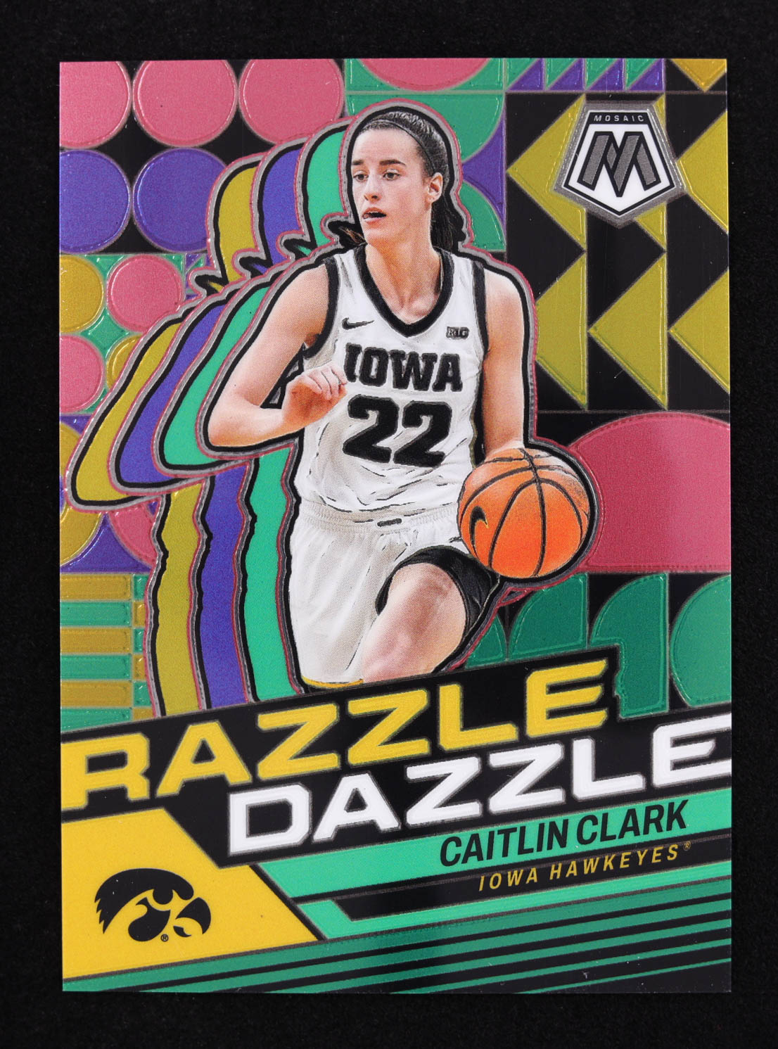 Caitlin Clark 2024 Panini Caitlin Clark Collection Mosaic Razzle Dazzle #RD1 RC at PristineAuction.com Caitlin Clark 2024 Panini Caitlin Clark Collection Mosaic Razzle Dazzle #RD1 RC at PristineAuction.com