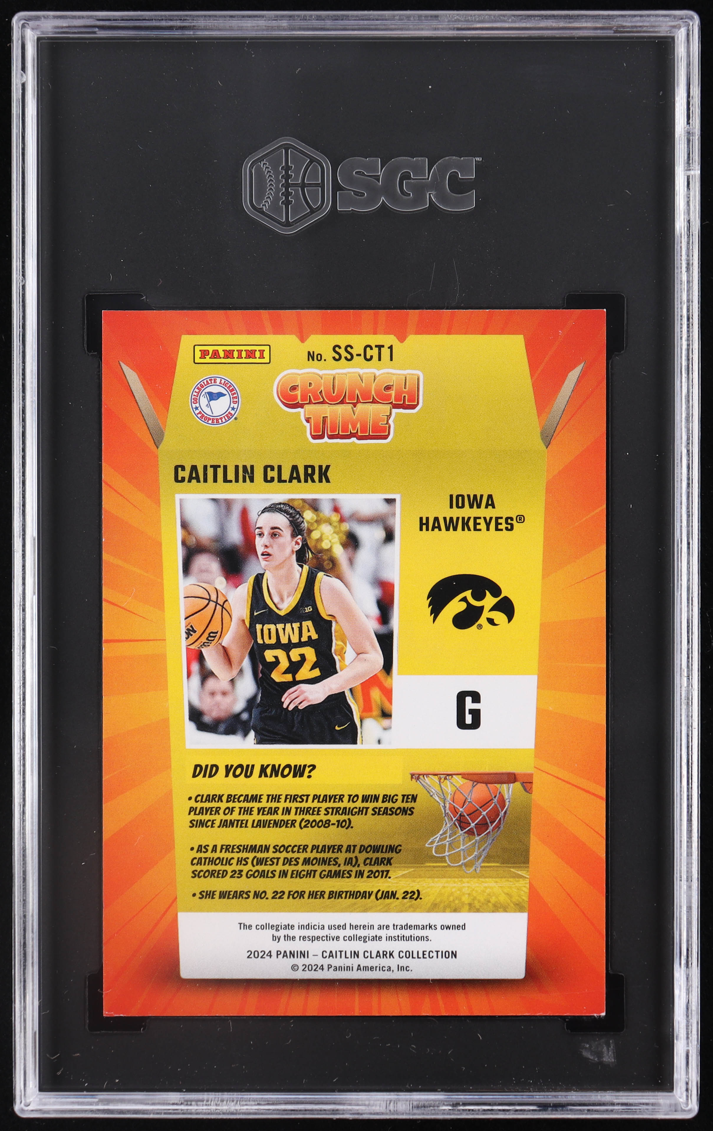 Caitlin Clark 2024 Panini Caitlin Clark Collection Donruss Crunch Time Target #CT1 RC (SGC 9) at PristineAuction.com Caitlin Clark 2024 Panini Caitlin Clark Collection Donruss Crunch Time Target #CT1 RC (SGC 9) at PristineAuction.com