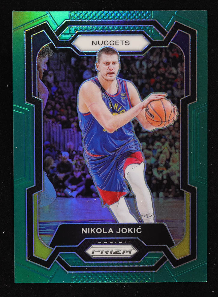 Nikola Jokic 2023-24 Panini Prizm Prizms Green #17 at PristineAuction.com Nikola Jokic 2023-24 Panini Prizm Prizms Green #17 at PristineAuction.com