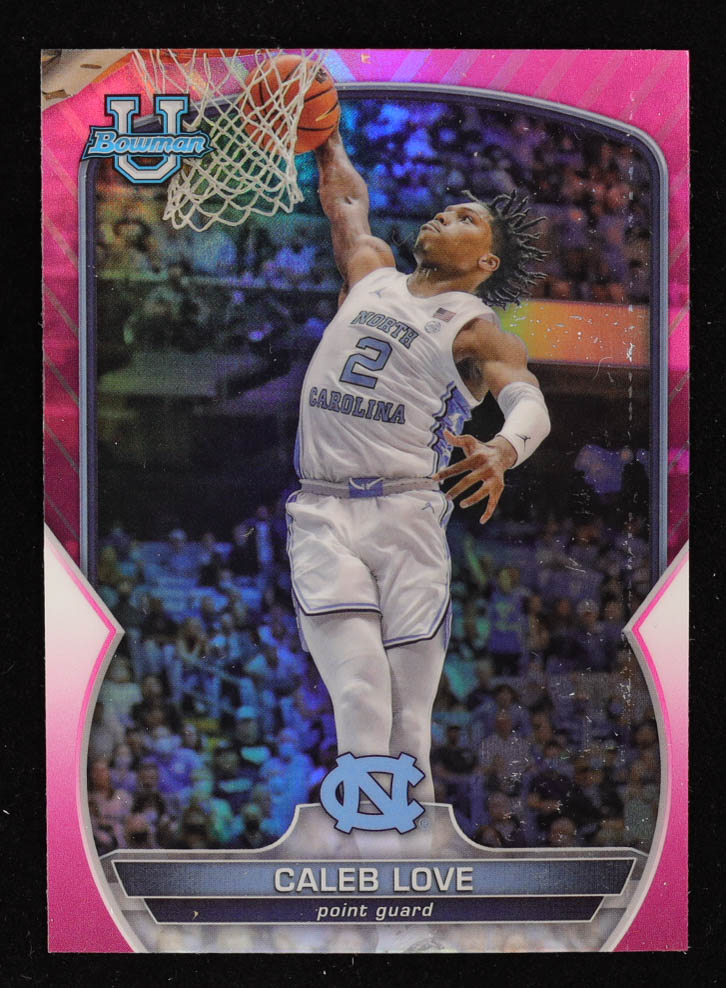 Caleb Love 2022-23 Bowman Chrome University Pink Refractors #89 RC at PristineAuction.com Caleb Love 2022-23 Bowman Chrome University Pink Refractors #89 RC at PristineAuction.com