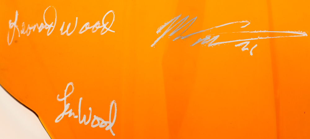 "The Woods Brothers" NASCAR Helmet Visor Signed By (4) With Matt DiBenedetto, Eddie Wood, Leonard Wood & Jon Wood (PA) at PristineAuction.com "The Woods Brothers" NASCAR Helmet Visor Signed By (4) With Matt DiBenedetto, Eddie Wood, Leonard Wood & Jon Wood (PA) at PristineAuction.com