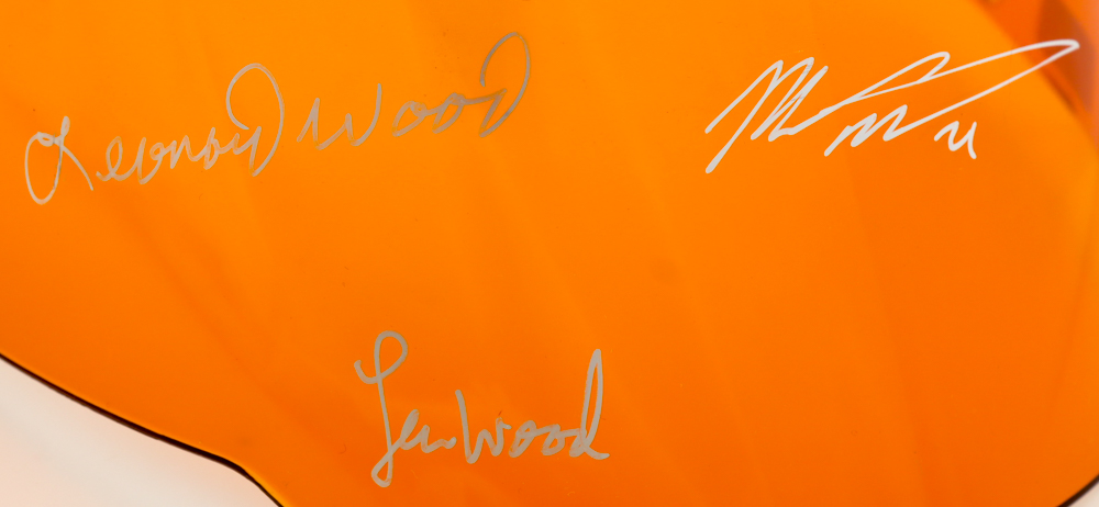 "The Woods Brothers" NASCAR Helmet Visor Signed By (4) With Matt DiBenedetto, Eddie Wood, Leonard Wood & Jon Wood (PA) at PristineAuction.com "The Woods Brothers" NASCAR Helmet Visor Signed By (4) With Matt DiBenedetto, Eddie Wood, Leonard Wood & Jon Wood (PA) at PristineAuction.com