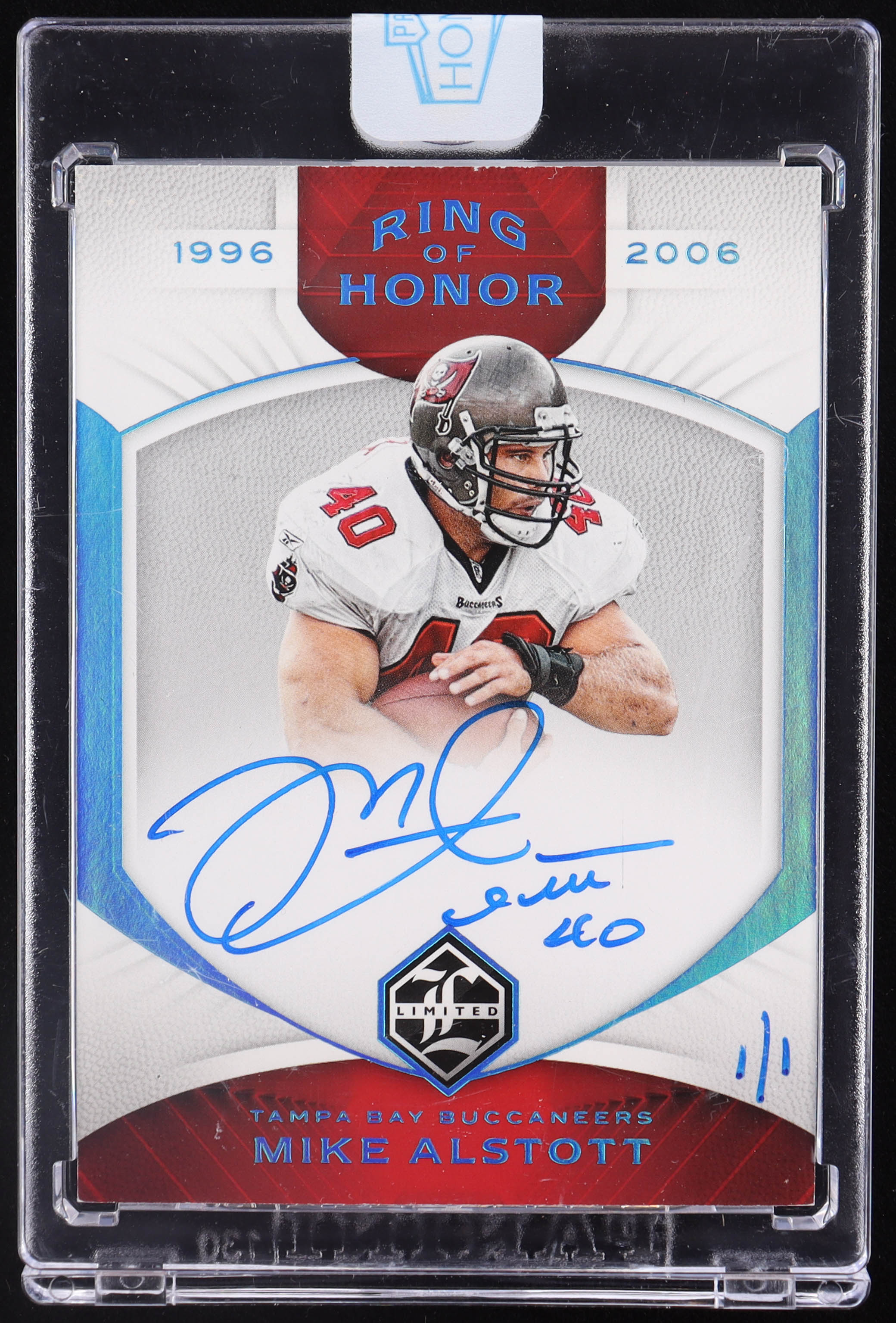 Mike Alstott 2018 Limited Ring of Honor Autographs Sapphire Spotlight #4 #1/1 at PristineAuction.com Mike Alstott 2018 Limited Ring of Honor Autographs Sapphire Spotlight #4 #1/1 at PristineAuction.com