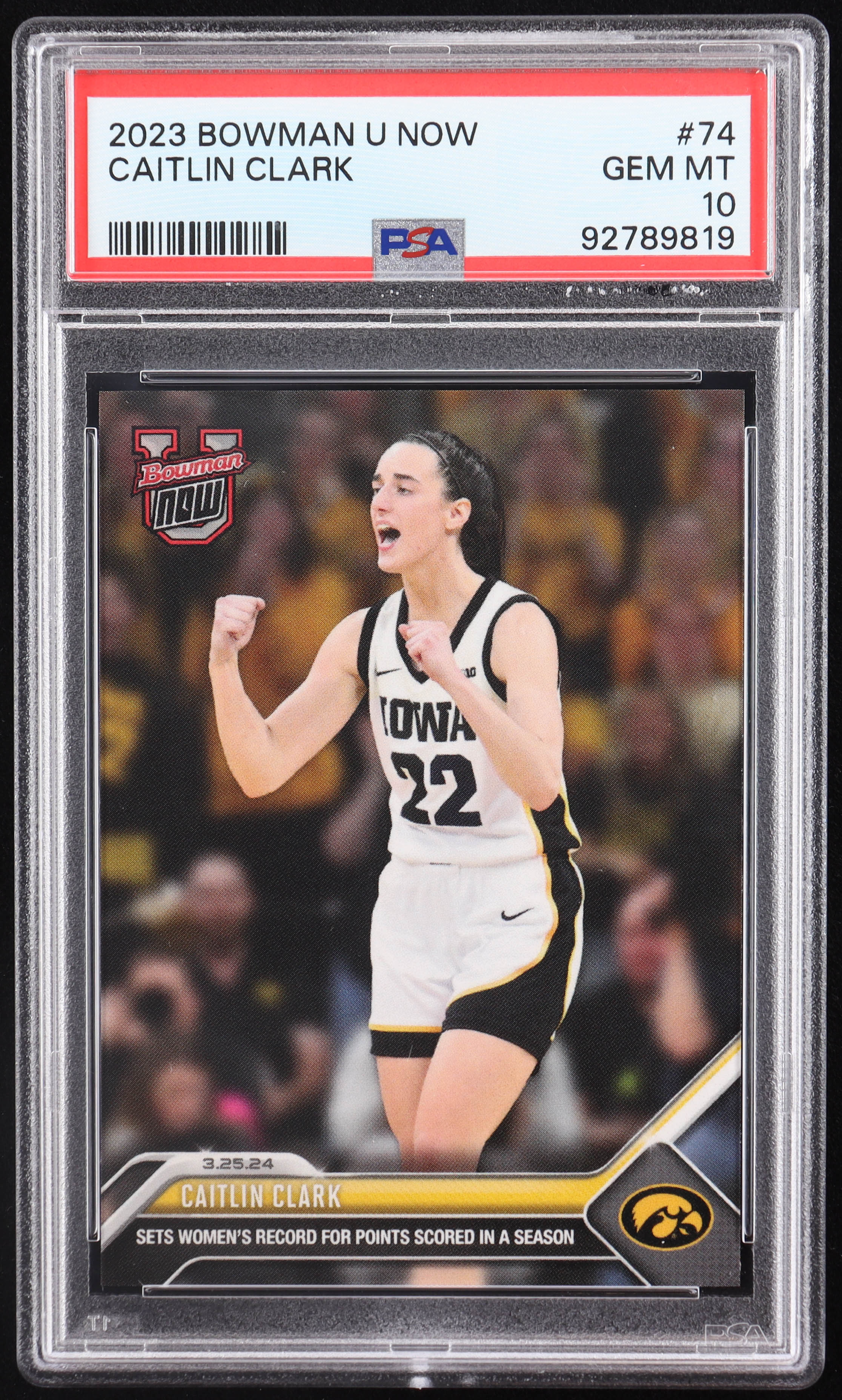 Caitlin Clark 2023-24 Bowman University Now #74 RC (PSA 10) at PristineAuction.com Caitlin Clark 2023-24 Bowman University Now #74 RC (PSA 10) at PristineAuction.com
