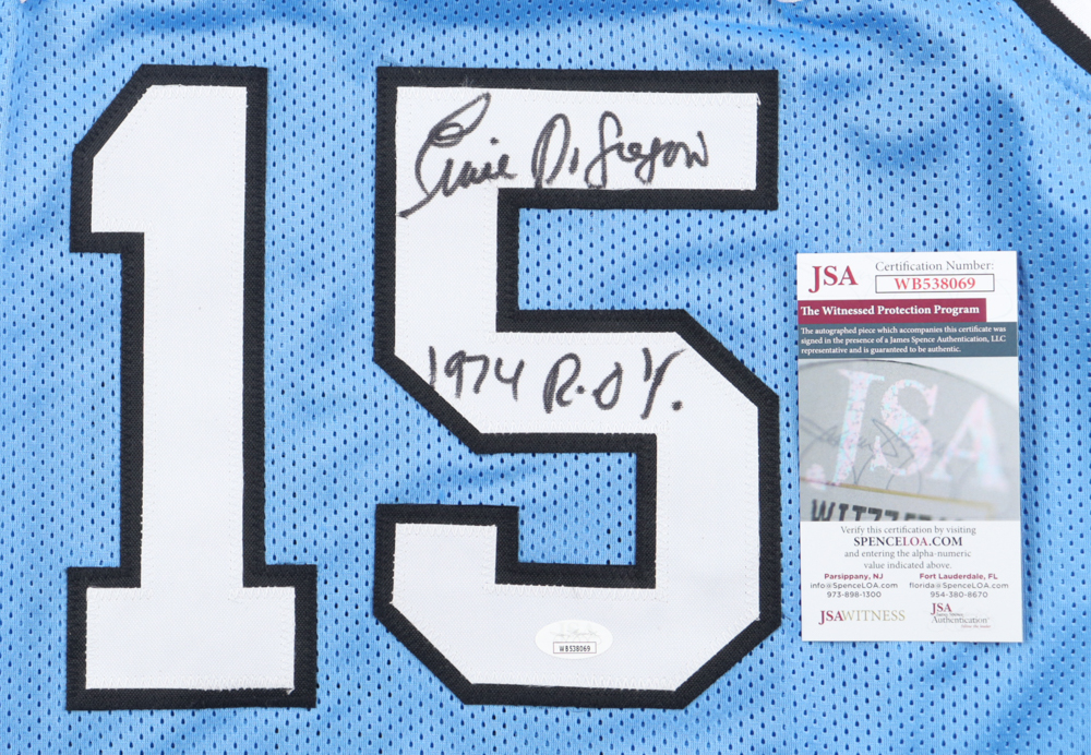 Ernie DiGregorio Signed Jersey Inscribed "1974 R.O.Y." (JSA) at PristineAuction.com Ernie DiGregorio Signed Jersey Inscribed "1974 R.O.Y." (JSA) at PristineAuction.com