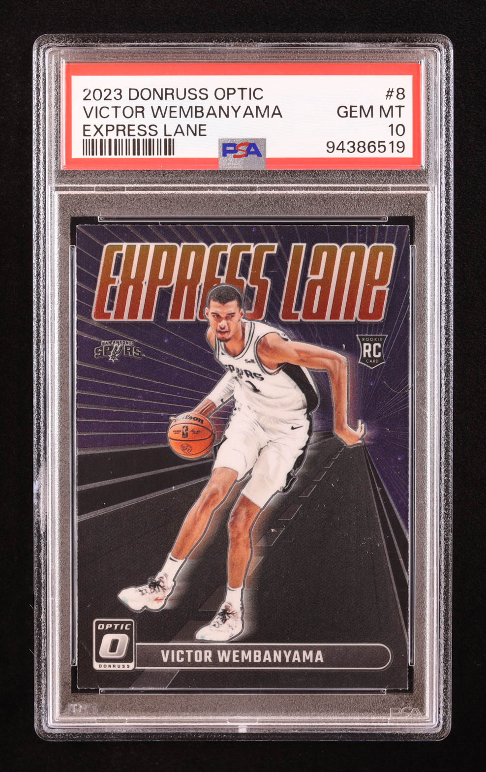 Victor Wembanyama 2023-24 Donruss Optic Express Lane #8 RC (PSA 10) at PristineAuction.com Victor Wembanyama 2023-24 Donruss Optic Express Lane #8 RC (PSA 10) at PristineAuction.com