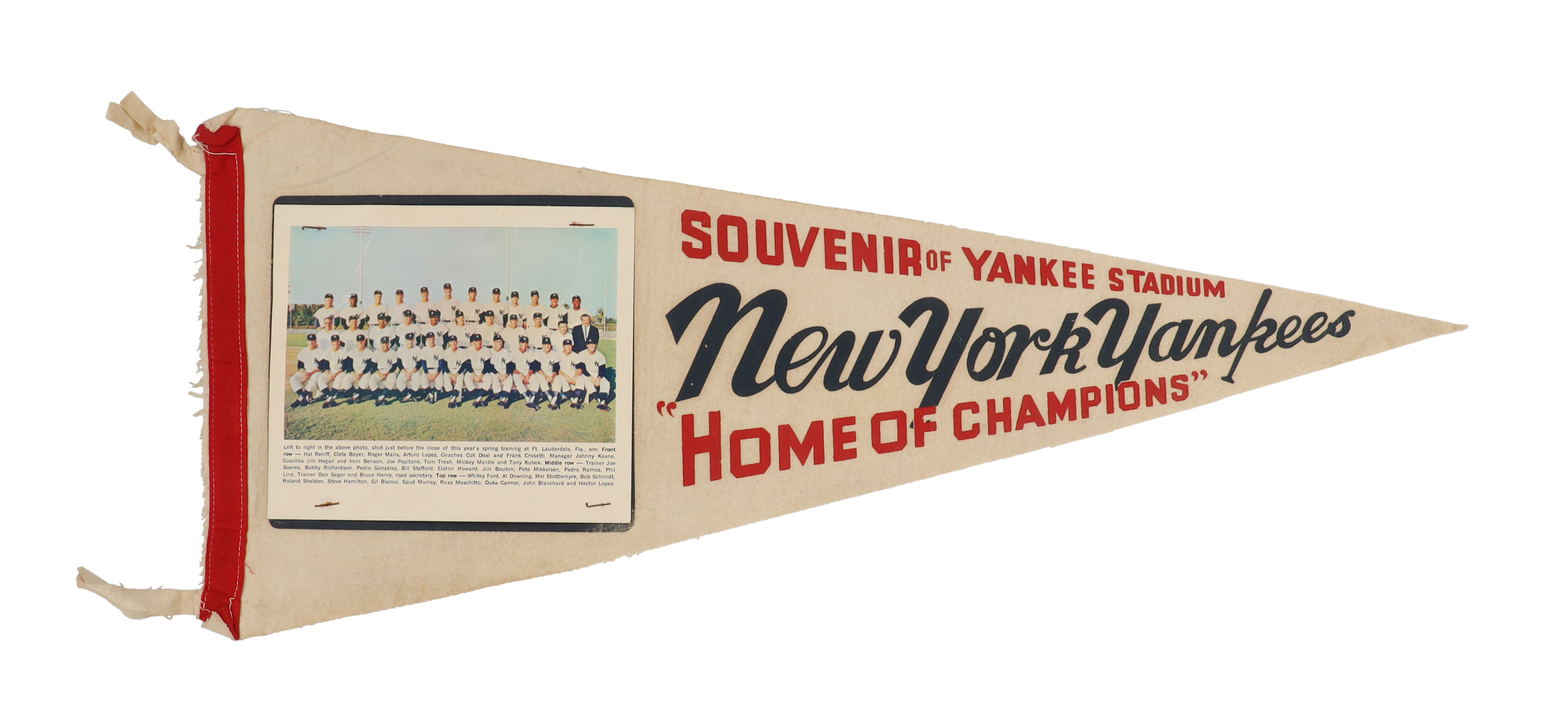 1965 New York Yankees Felt Pennant Flag at PristineAuction.com 1965 New York Yankees Felt Pennant Flag at PristineAuction.com