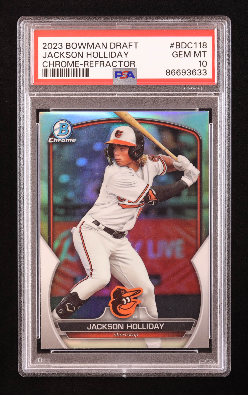 Jackson Holliday 2023 Bowman Chrome Draft Refractors #BDC118 RC (PSA 10) at PristineAuction.com Jackson Holliday 2023 Bowman Chrome Draft Refractors #BDC118 RC (PSA 10) at PristineAuction.com