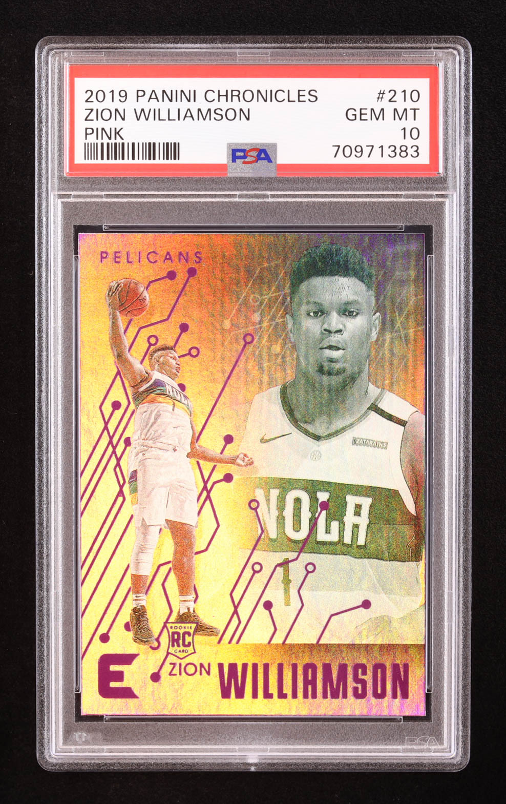 Zion Williamson 2019-20 Panini Chronicles Pink #210 RC / Essentials (PSA 10) at PristineAuction.com Zion Williamson 2019-20 Panini Chronicles Pink #210 RC / Essentials (PSA 10) at PristineAuction.com