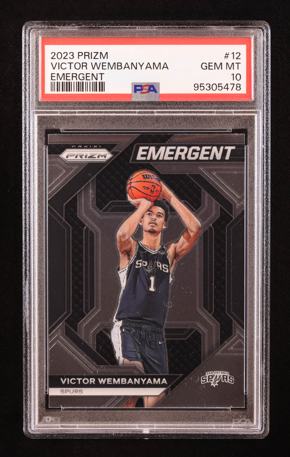 Victor Wembanyama 2023-24 Panini Prizm Emergent #12 RC (PSA 10) at PristineAuction.com Victor Wembanyama 2023-24 Panini Prizm Emergent #12 RC (PSA 10) at PristineAuction.com