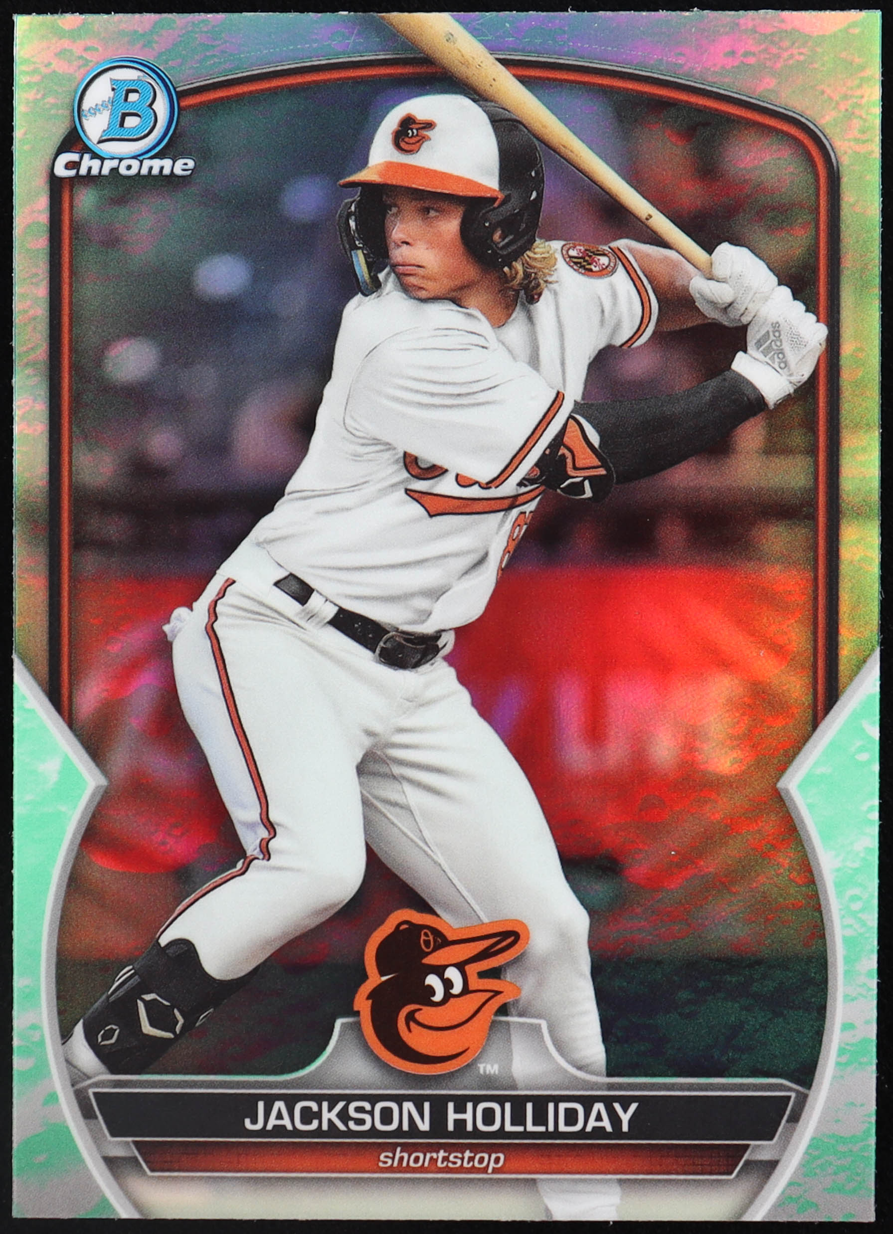 Jackson Holliday 2023 Bowman Chrome Draft Lunar Glow Refractors #BDC118 RC at PristineAuction.com Jackson Holliday 2023 Bowman Chrome Draft Lunar Glow Refractors #BDC118 RC at PristineAuction.com