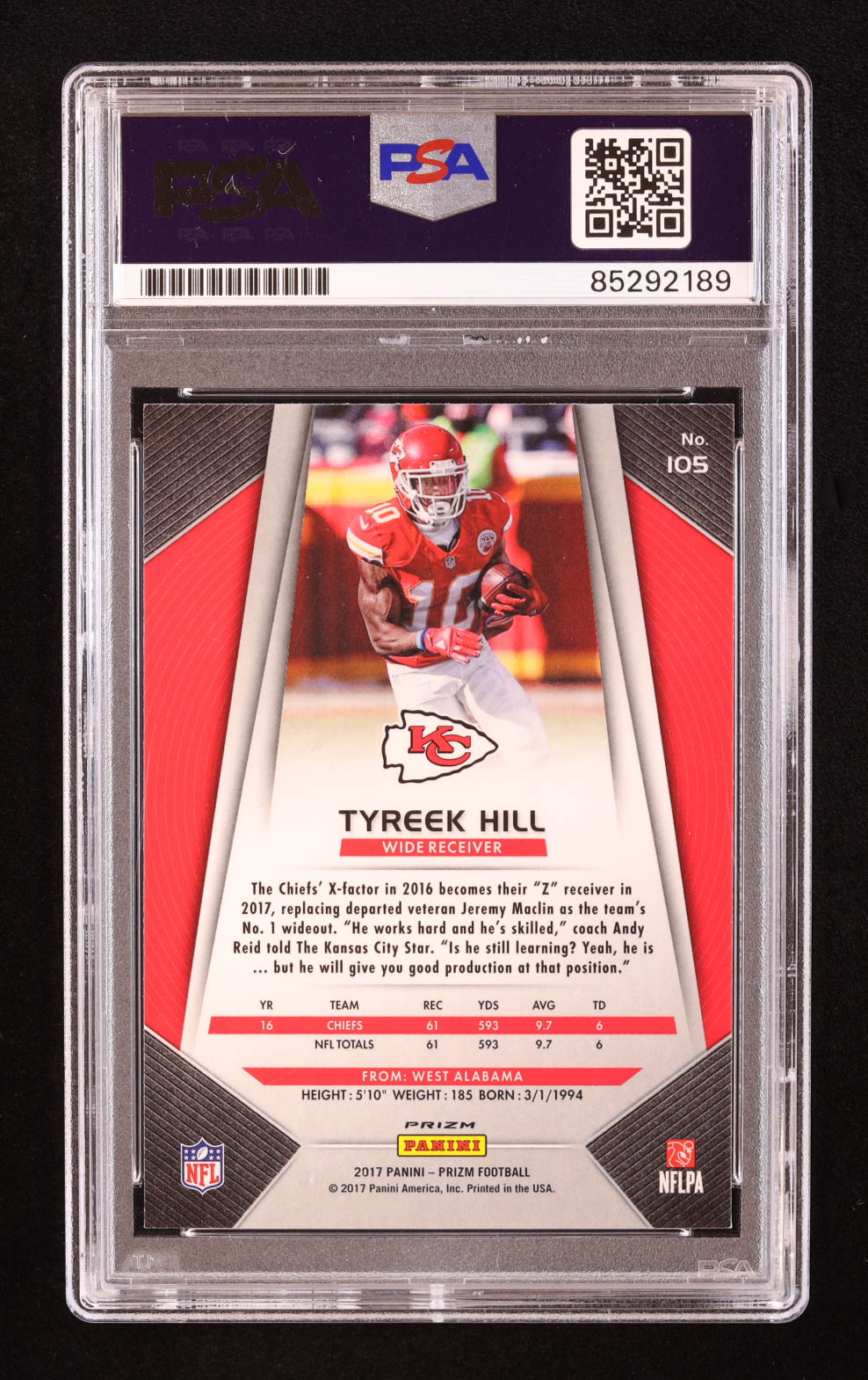 Tyreek Hill Signed 2017 Panini Prizm Prizms Pink #105 (PSA) at PristineAuction.com Tyreek Hill Signed 2017 Panini Prizm Prizms Pink #105 (PSA) at PristineAuction.com