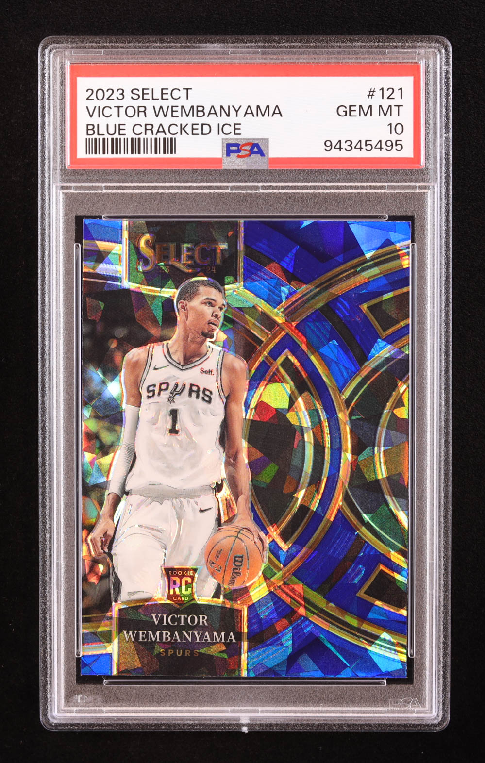 Victor Wembanyama 2023-24 Select Prizms Blue Cracked Ice #121 RC (PSA 10) at PristineAuction.com Victor Wembanyama 2023-24 Select Prizms Blue Cracked Ice #121 RC (PSA 10) at PristineAuction.com