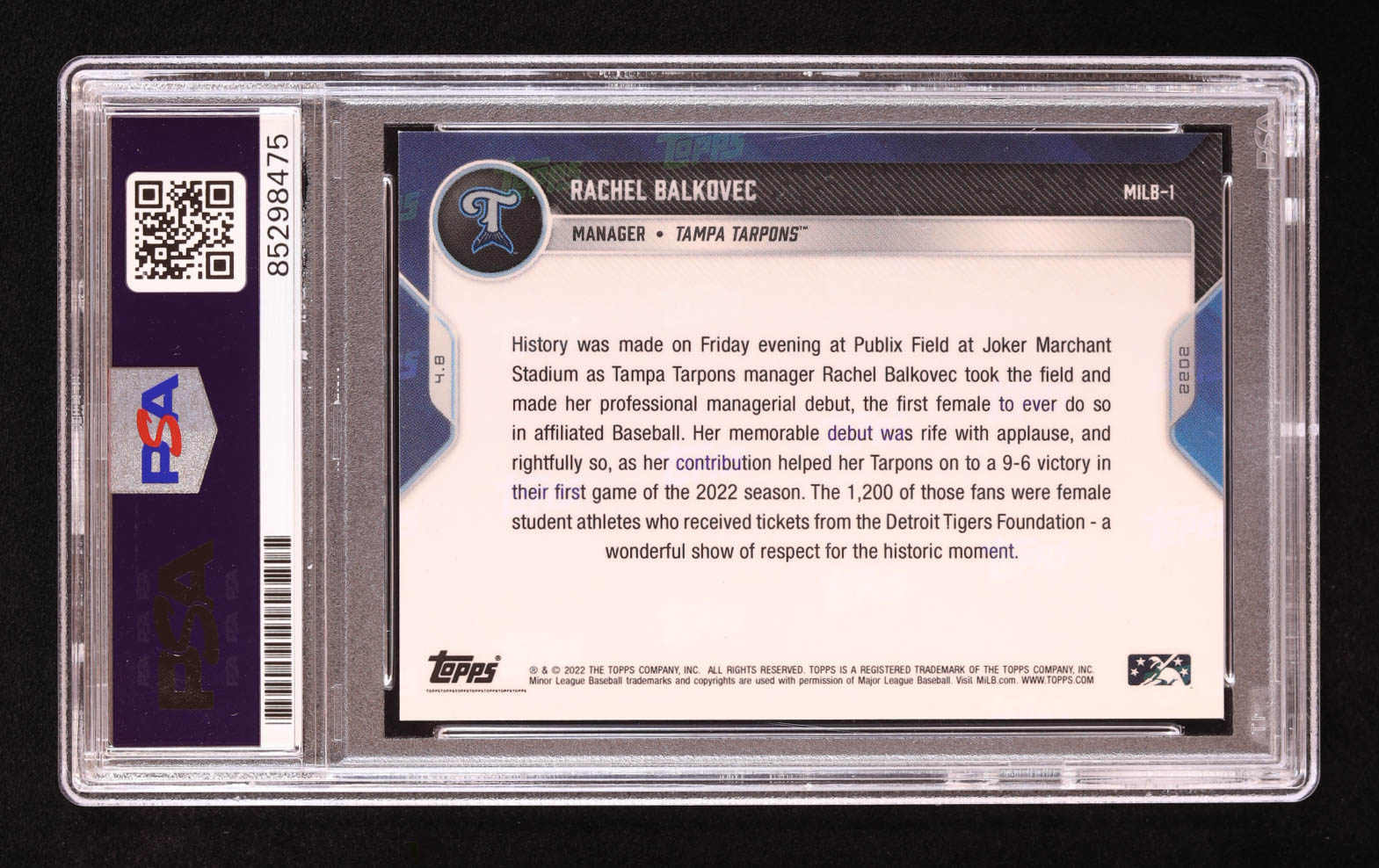 Rachel Balkovec Signed 2022 Topps Now MiLB Blue #1 #17/49 Inscribed "History 4/8/22" (PSA) at PristineAuction.com Rachel Balkovec Signed 2022 Topps Now MiLB Blue #1 #17/49 Inscribed "History 4/8/22" (PSA) at PristineAuction.com