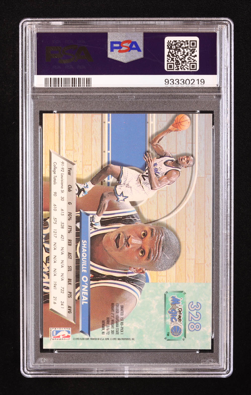 Shaquille O'Neal 1992-93 Ultra #328 RC (PSA 9) at PristineAuction.com Shaquille O'Neal 1992-93 Ultra #328 RC (PSA 9) at PristineAuction.com