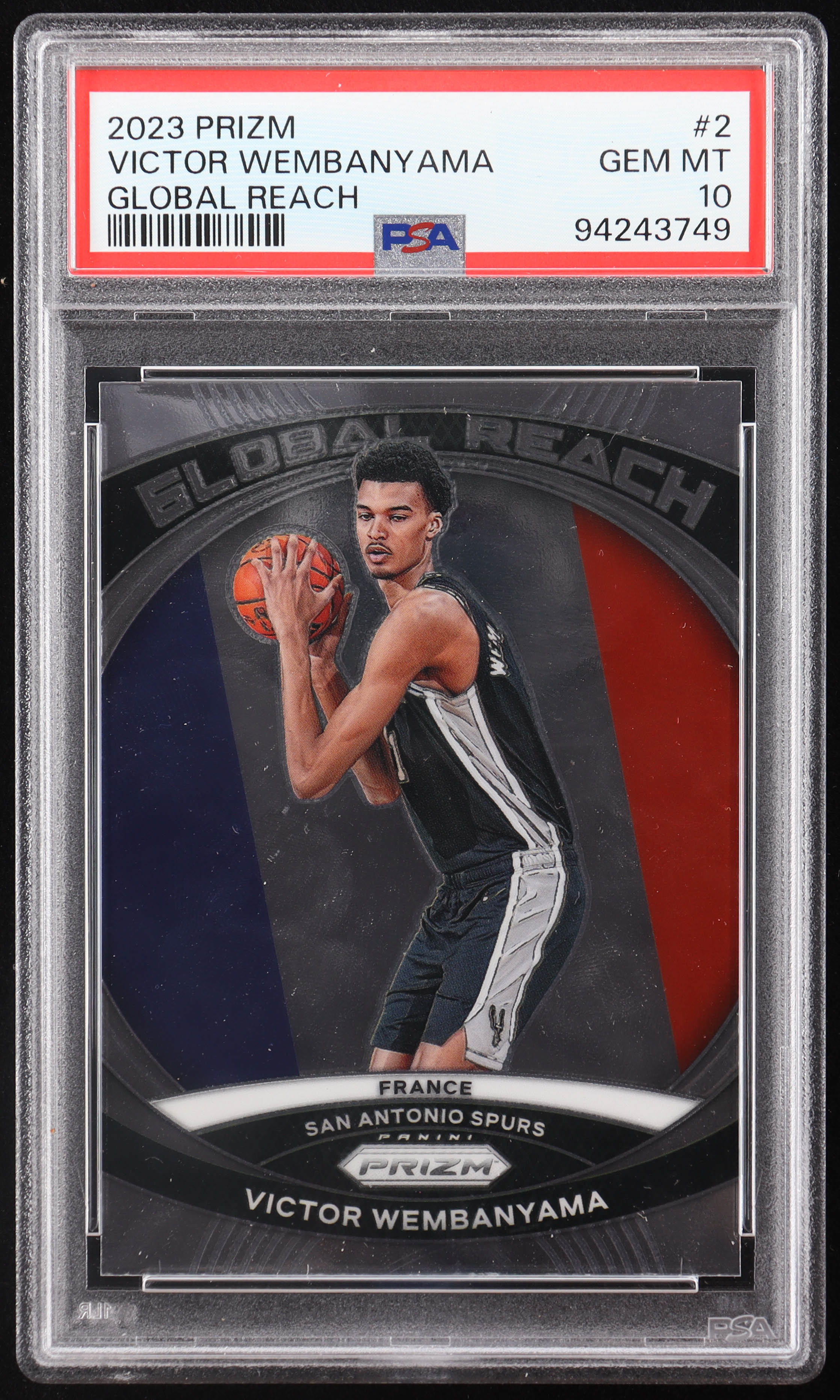 Victor Wembanyama 2023-24 Panini Prizm Global Reach #2 RC (PSA 10) at PristineAuction.com Victor Wembanyama 2023-24 Panini Prizm Global Reach #2 RC (PSA 10) at PristineAuction.com
