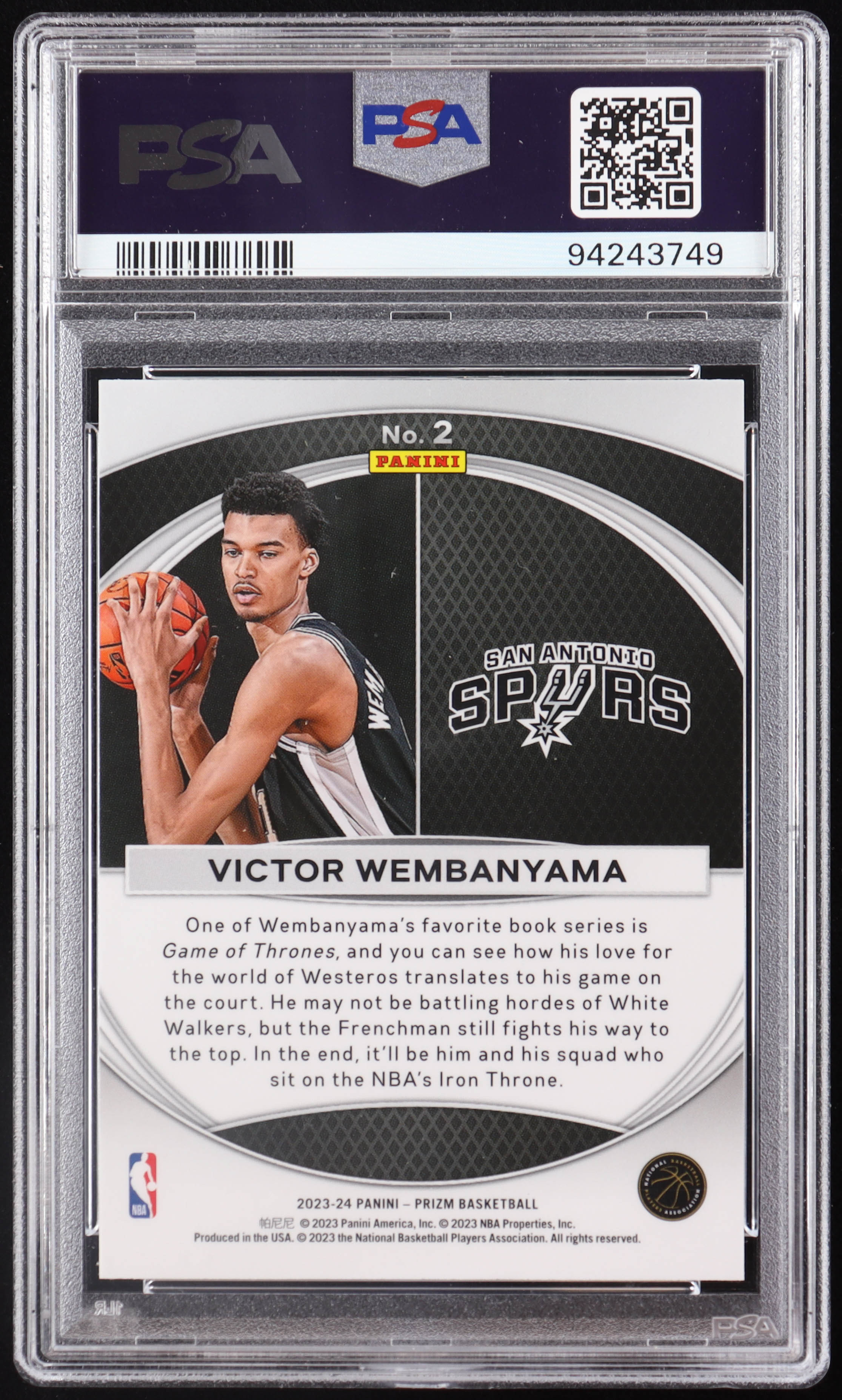 Victor Wembanyama 2023-24 Panini Prizm Global Reach #2 RC (PSA 10) at PristineAuction.com Victor Wembanyama 2023-24 Panini Prizm Global Reach #2 RC (PSA 10) at PristineAuction.com