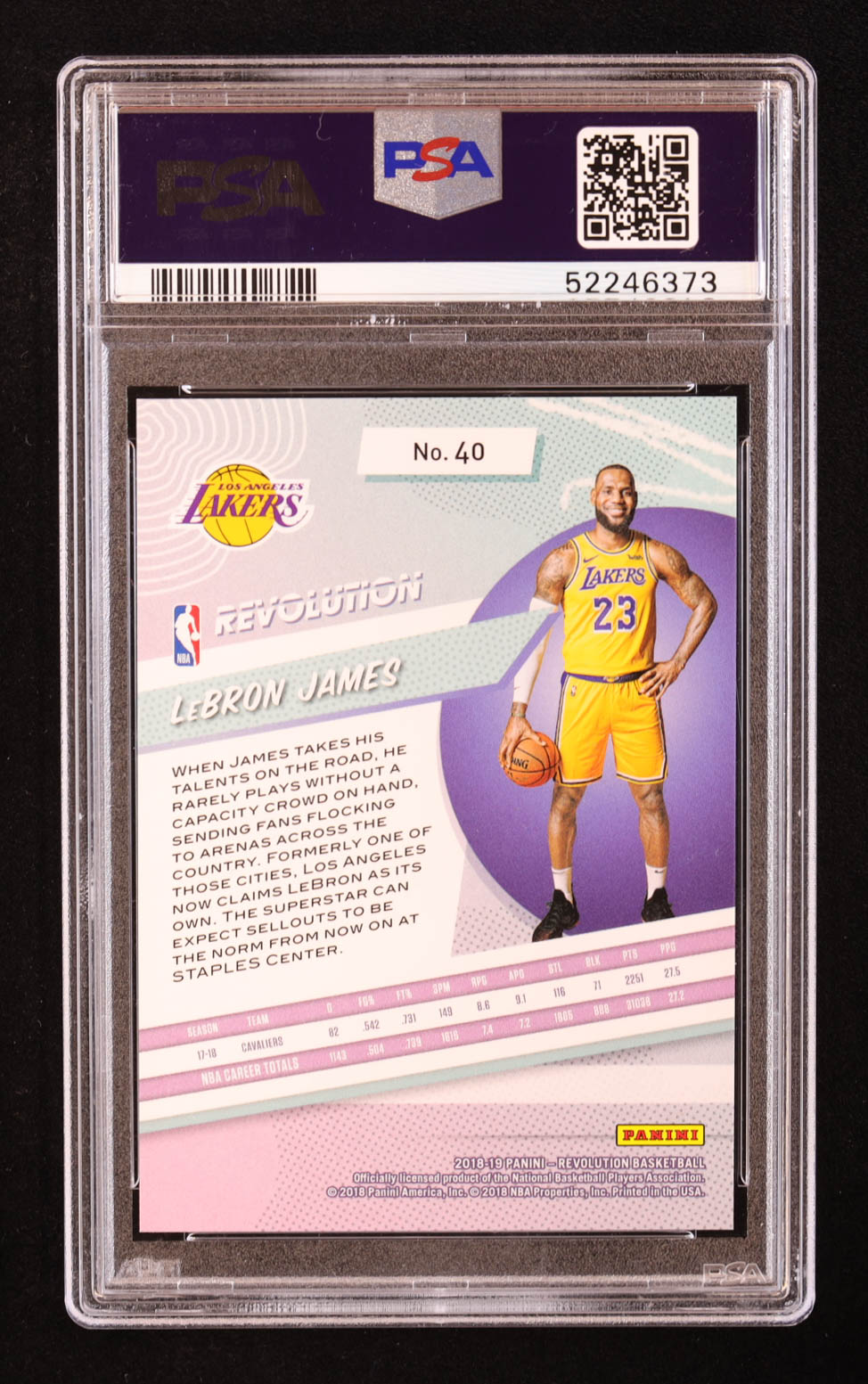 LeBron James 2018-19 Panini Revolution #40 (PSA 9) at PristineAuction.com LeBron James 2018-19 Panini Revolution #40 (PSA 9) at PristineAuction.com