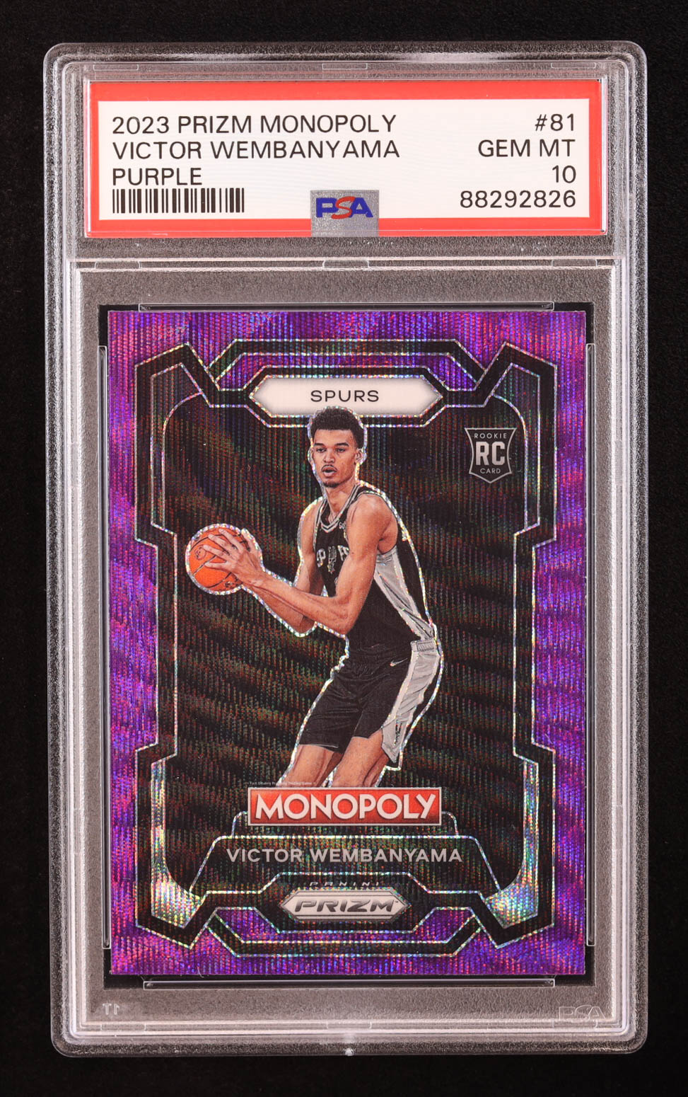 Victor Wembanyama 2023-24 Panini Prizm Monopoly Purple #81 RC (PSA 10) at PristineAuction.com Victor Wembanyama 2023-24 Panini Prizm Monopoly Purple #81 RC (PSA 10) at PristineAuction.com