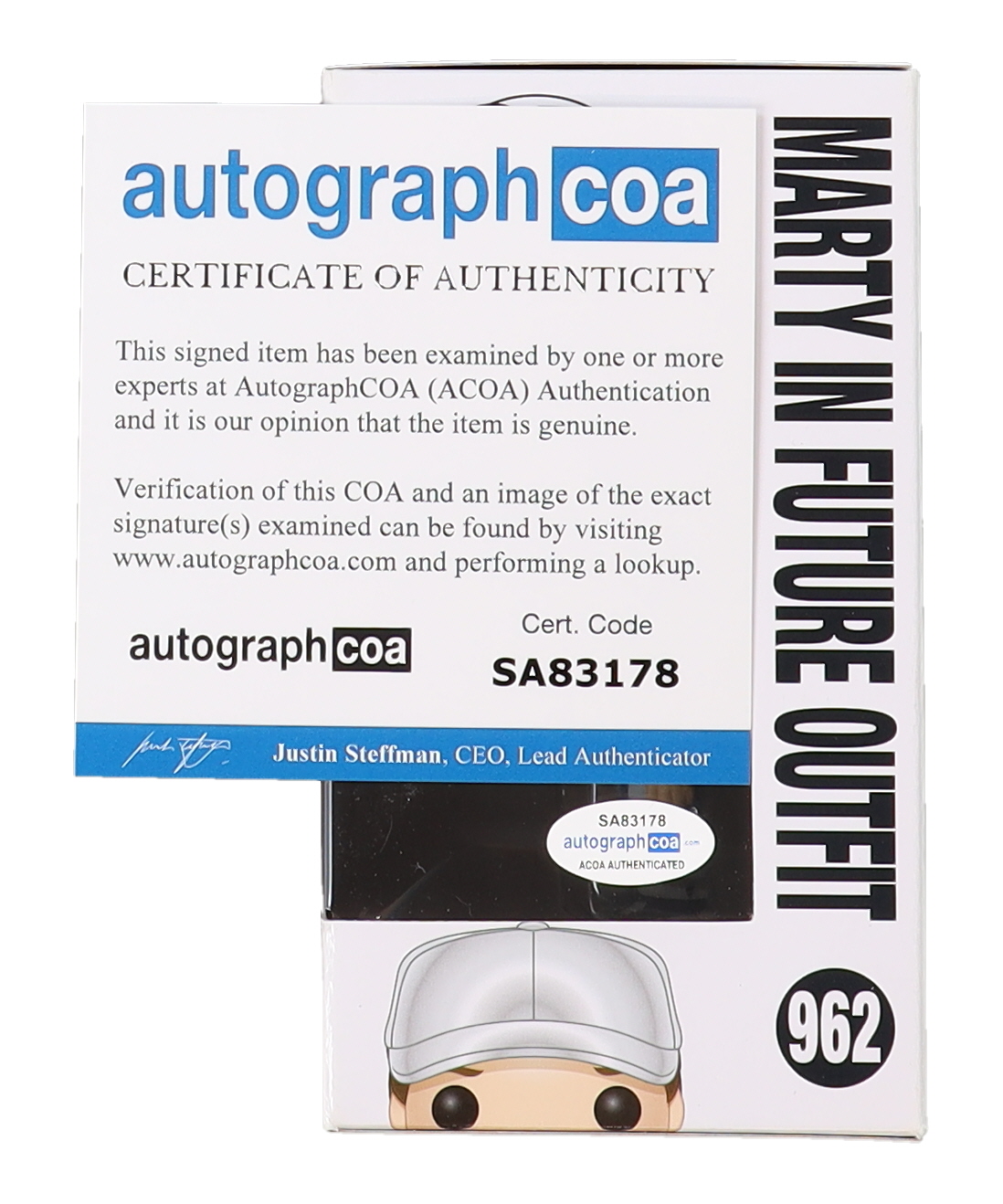 Michael J. Fox Signed "Back to the Future" #962 Marty in Future Outfit Funko Pop! Vinyl Figure (AutographCOA) at PristineAuction.com Michael J. Fox Signed "Back to the Future" #962 Marty in Future Outfit Funko Pop! Vinyl Figure (AutographCOA) at PristineAuction.com