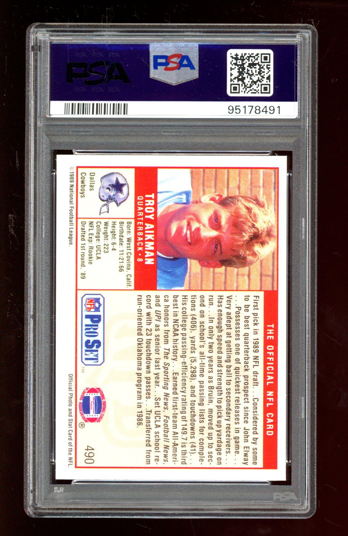 Troy Aikman 1989 Pro Set #490 (PSA 9) at PristineAuction.com Troy Aikman 1989 Pro Set #490 (PSA 9) at PristineAuction.com