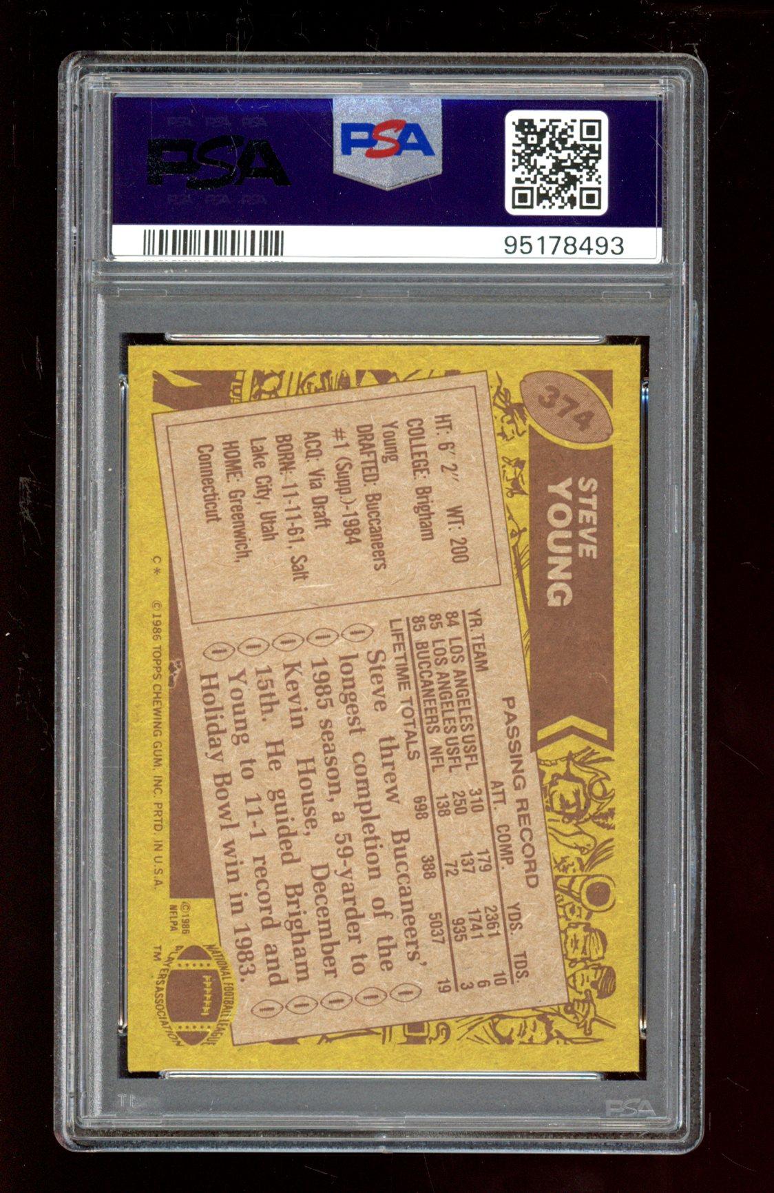 Steve Young 1986 Topps #374 (PSA 6) at PristineAuction.com Steve Young 1986 Topps #374 (PSA 6) at PristineAuction.com