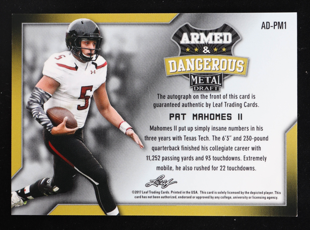 Patrick Mahomes II 2017 Leaf Metal Draft Armed and Dangerous #ADPM1 RC at PristineAuction.com Patrick Mahomes II 2017 Leaf Metal Draft Armed and Dangerous #ADPM1 RC at PristineAuction.com