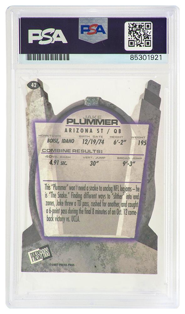 Jake Plummer Signed 1997 Press Pass Combine #42 Inscribed "Snake" (PSA) at PristineAuction.com Jake Plummer Signed 1997 Press Pass Combine #42 Inscribed "Snake" (PSA) at PristineAuction.com
