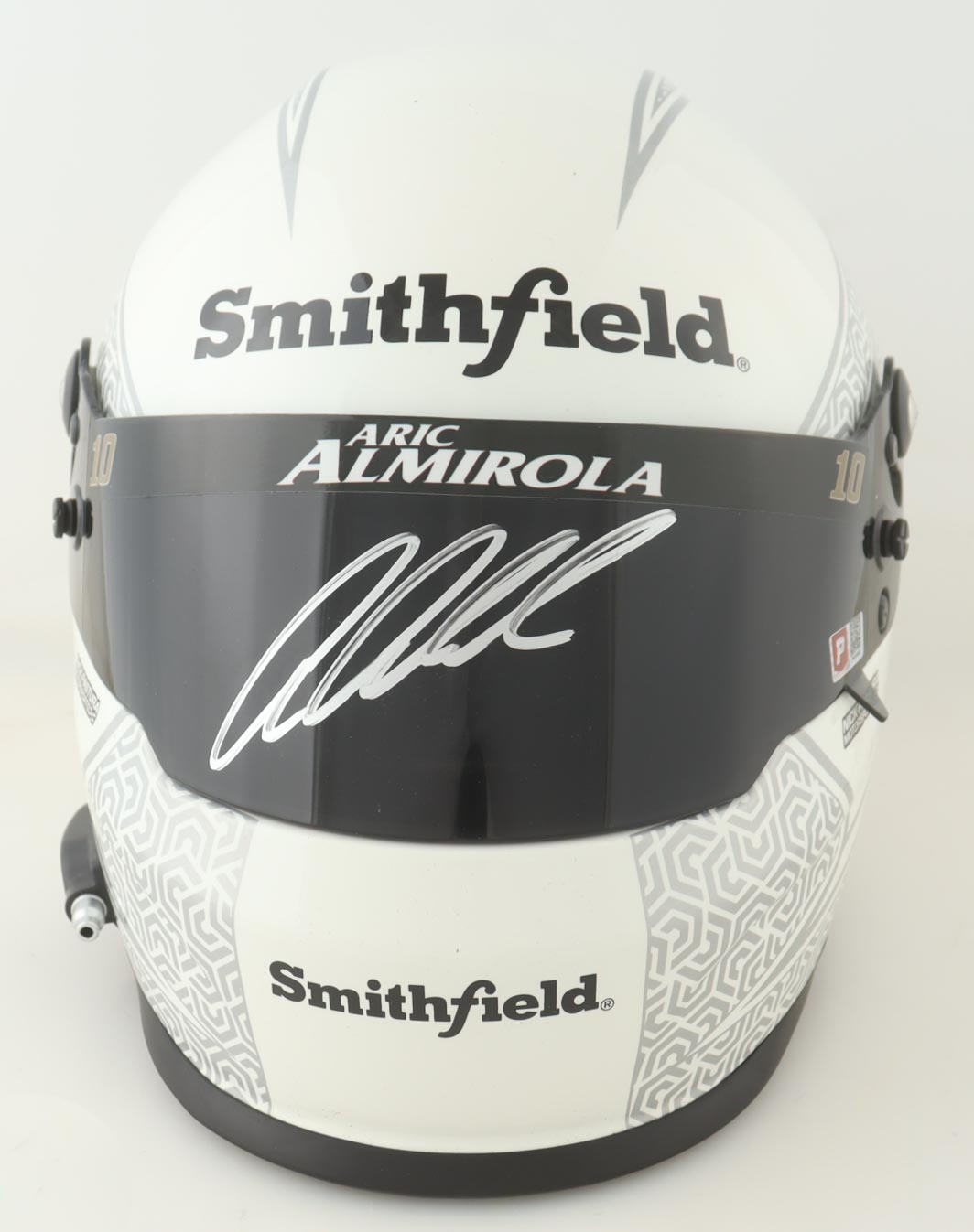 Aric Almirola Signed NASCAR Smithfeild Full-Size Helmet (PA) at PristineAuction.com Aric Almirola Signed NASCAR Smithfeild Full-Size Helmet (PA) at PristineAuction.com