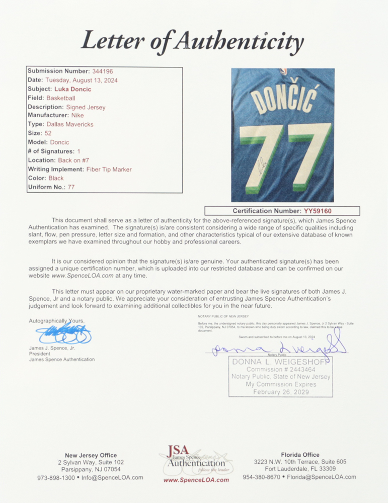 Luka Doncic Signed Jersey (JSA) at PristineAuction.com Luka Doncic Signed Jersey (JSA) at PristineAuction.com