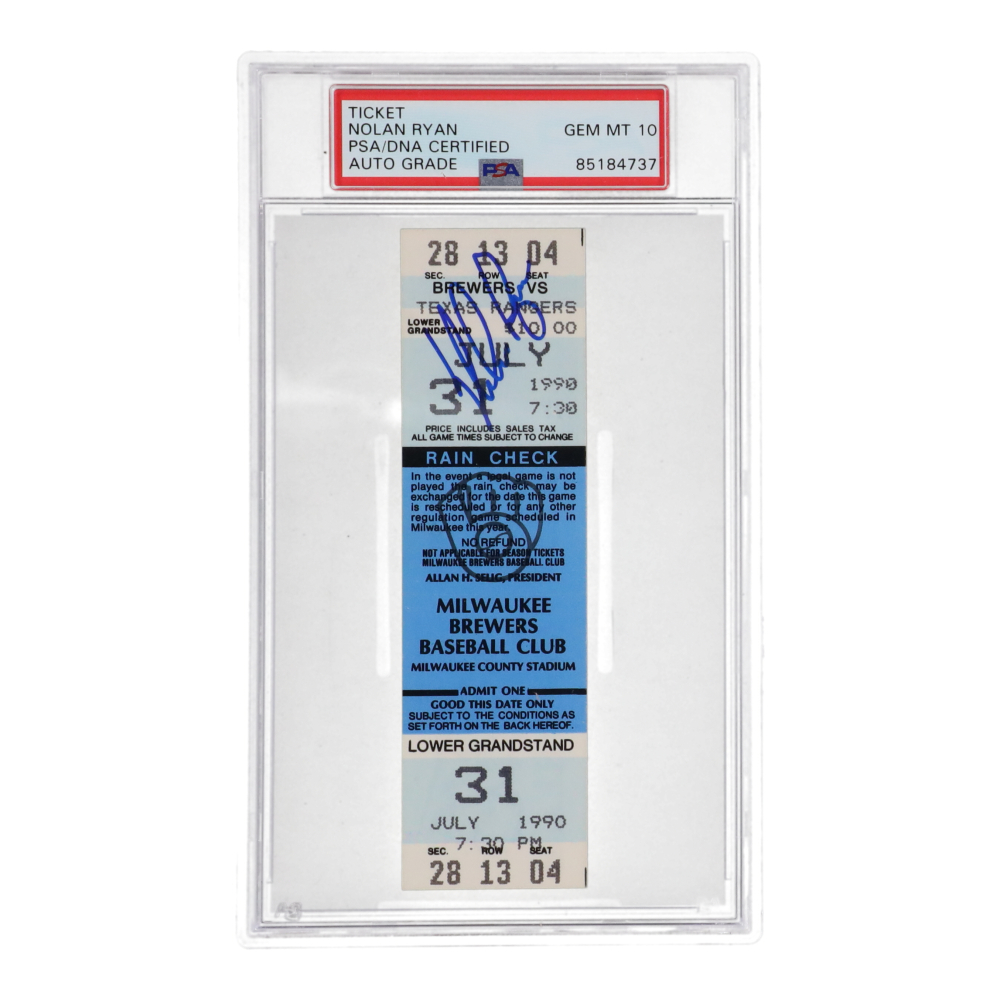 Nolan Ryan Signed Original 300th Win Ticket (PSA | Auto Grade 10 ...
