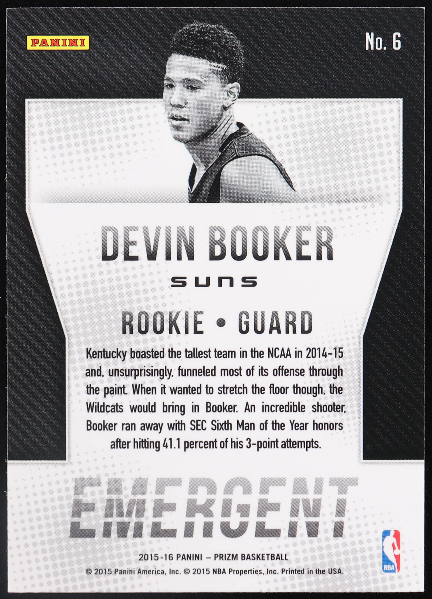 Devin Booker 2015-16 Panini Prizm Emergent #6 RC at PristineAuction.com Devin Booker 2015-16 Panini Prizm Emergent #6 RC at PristineAuction.com