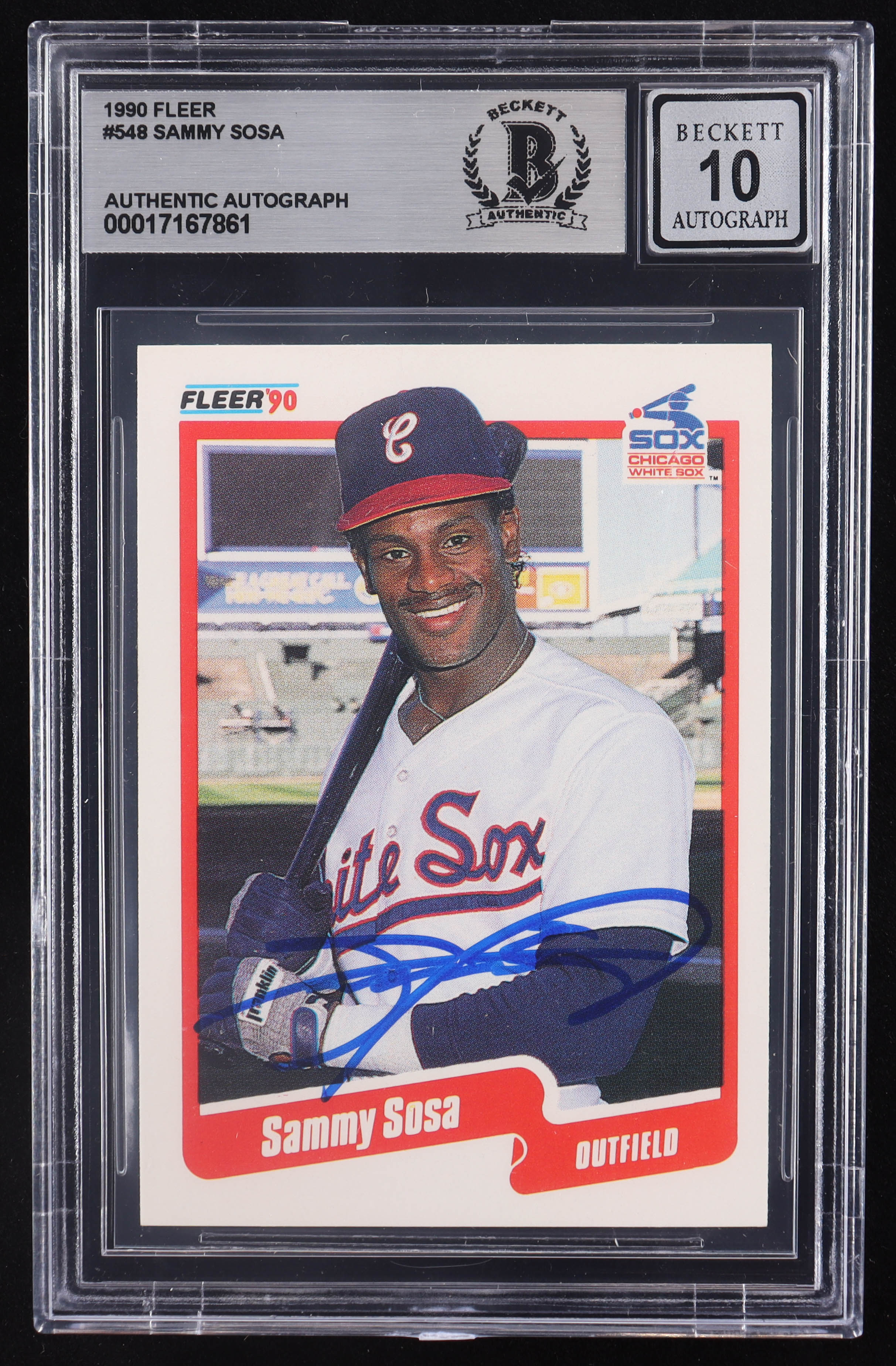 Sammy Sosa Signed 1990 Fleer #548 RC (BGS | Auto 10) at PristineAuction.com Sammy Sosa Signed 1990 Fleer #548 RC (BGS | Auto 10) at PristineAuction.com