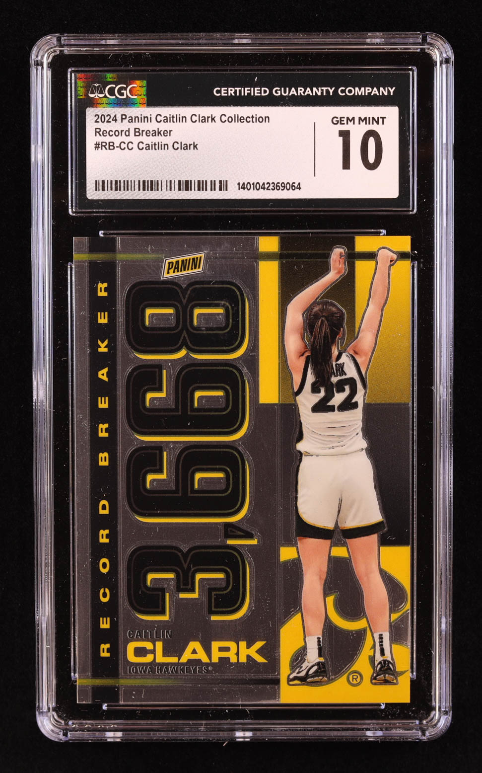 Caitlin Clark 2024 Panini Caitlin Clark Collection Record Breaker #RBCC RC (CGC 10) at PristineAuction.com Caitlin Clark 2024 Panini Caitlin Clark Collection Record Breaker #RBCC RC (CGC 10) at PristineAuction.com