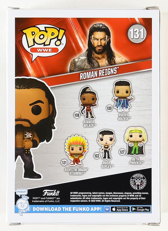 Roman Reigns Signed WWE #131 Funko Pop! Vinyl Figure (Fanatics) at PristineAuction.com Roman Reigns Signed WWE #131 Funko Pop! Vinyl Figure (Fanatics) at PristineAuction.com